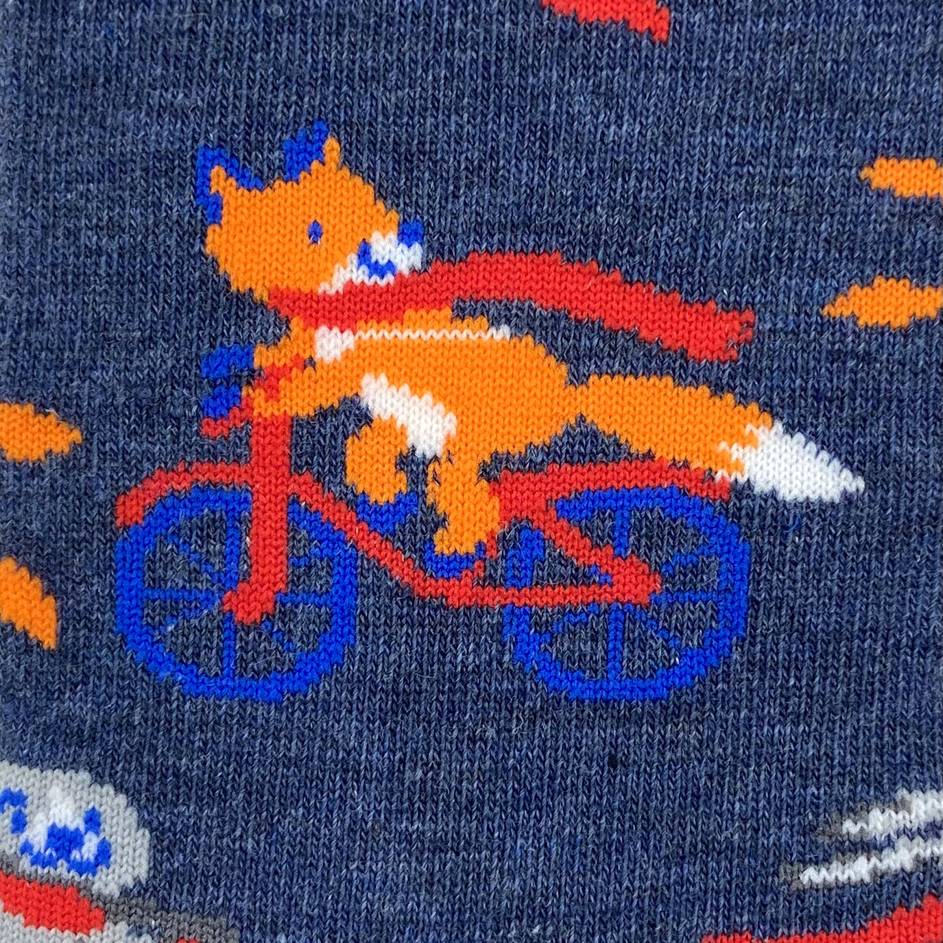 Comfy Bunny Rabbit Orange Fox Riding Bicycles Patterned Novelty Socks