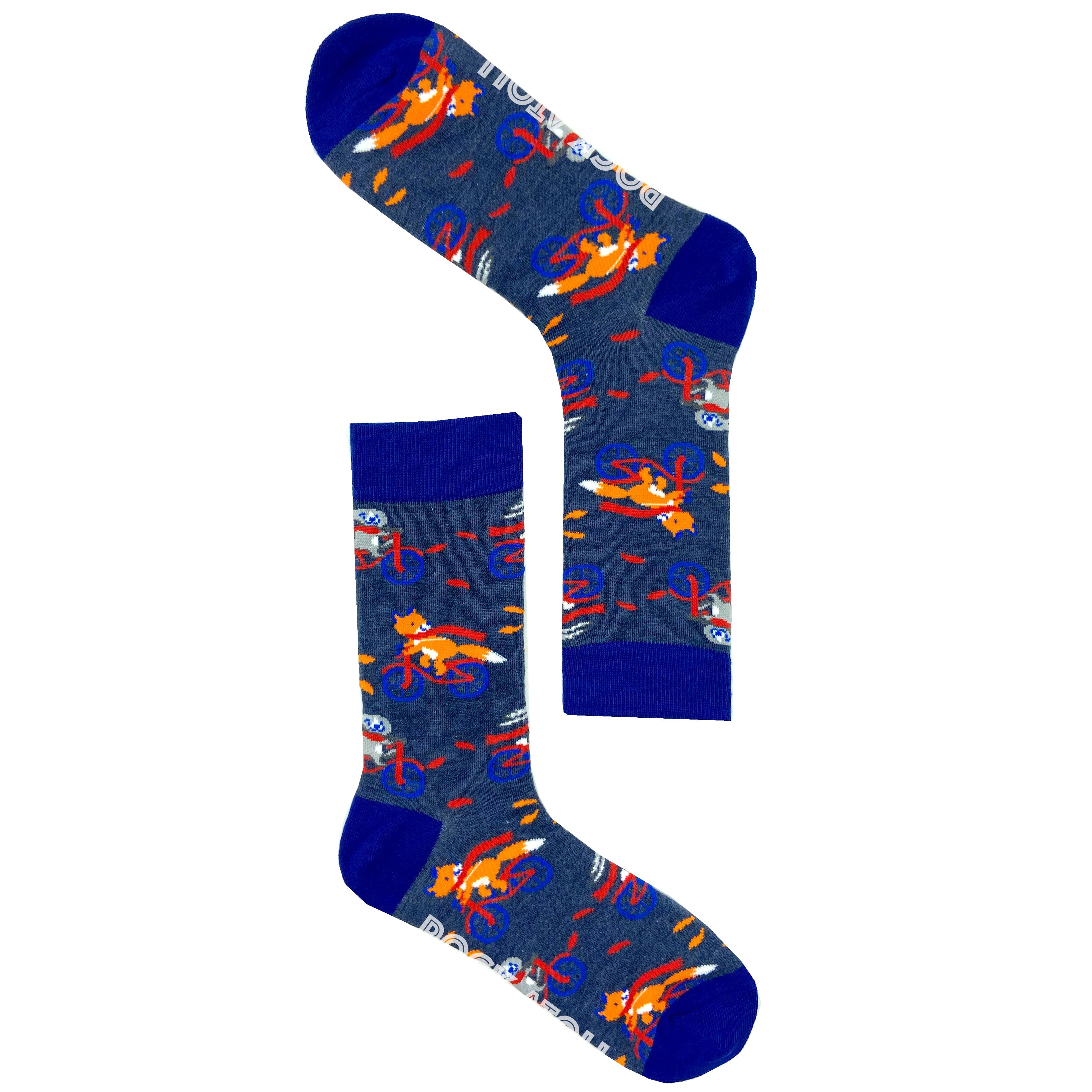 Comfy Bunny Rabbit Orange Fox Riding Bicycles Patterned Novelty Socks