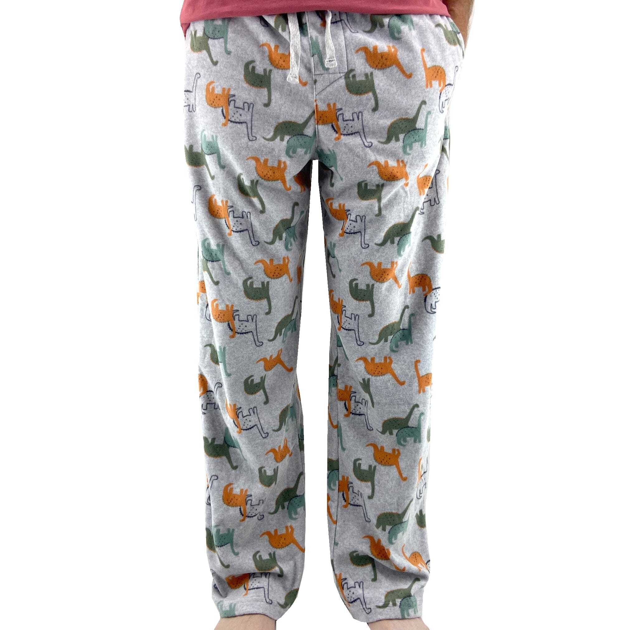 Fun Dinosaur All Over Print Long Soft Fleece Pant Bottoms for Adults
