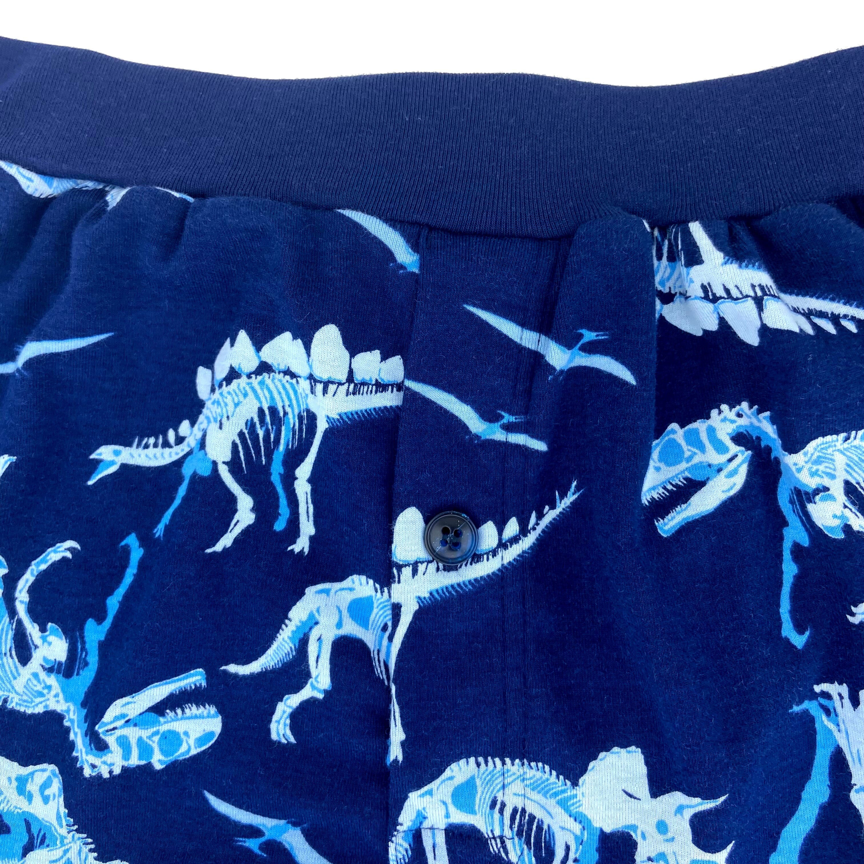 Men's Dinosaur Fossil Bones Patterned Cotton Knit Pyjama Sleep Shorts