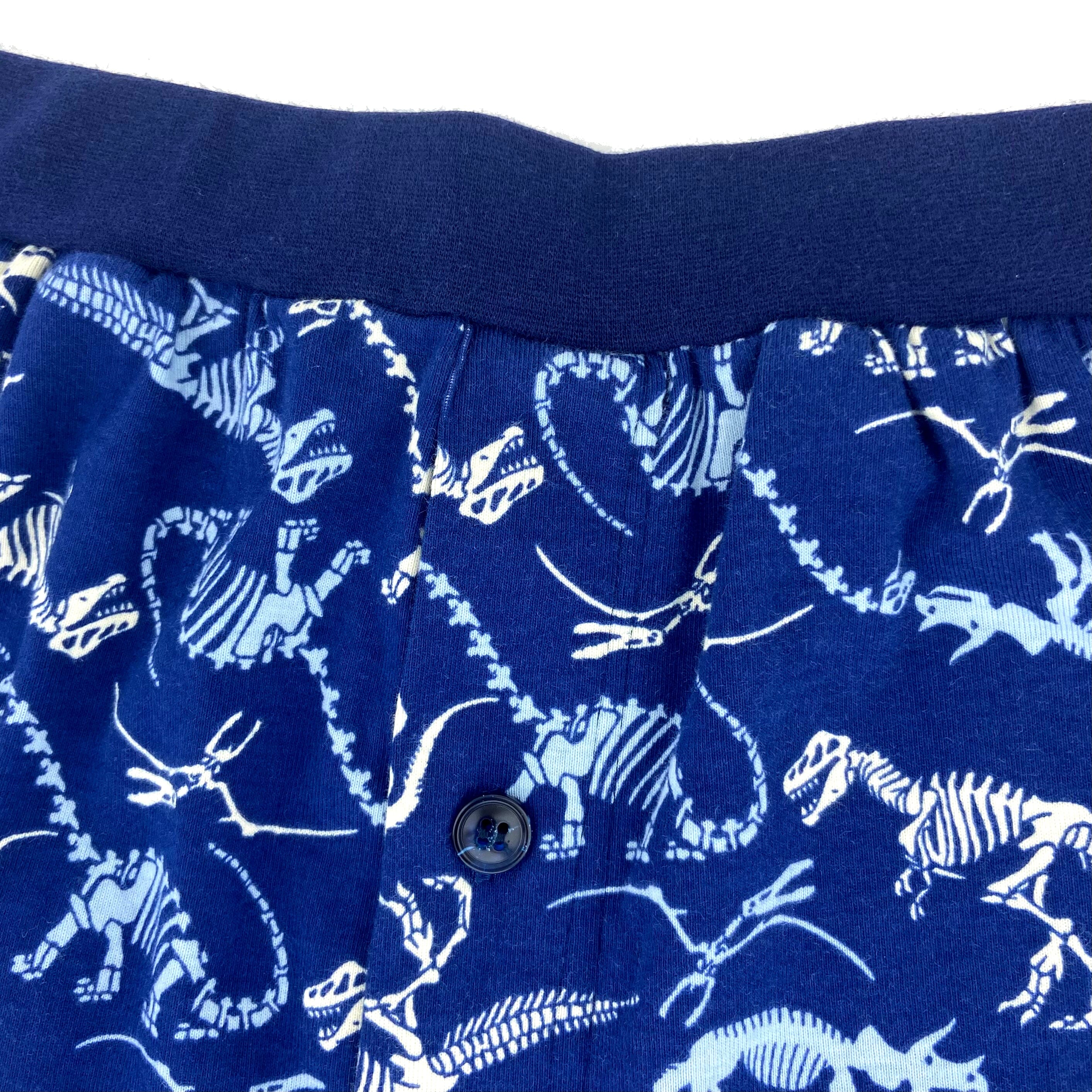 Men's Dinosaur Fossil All Over Print Cotton Knit Pyjama Sleep Shorts