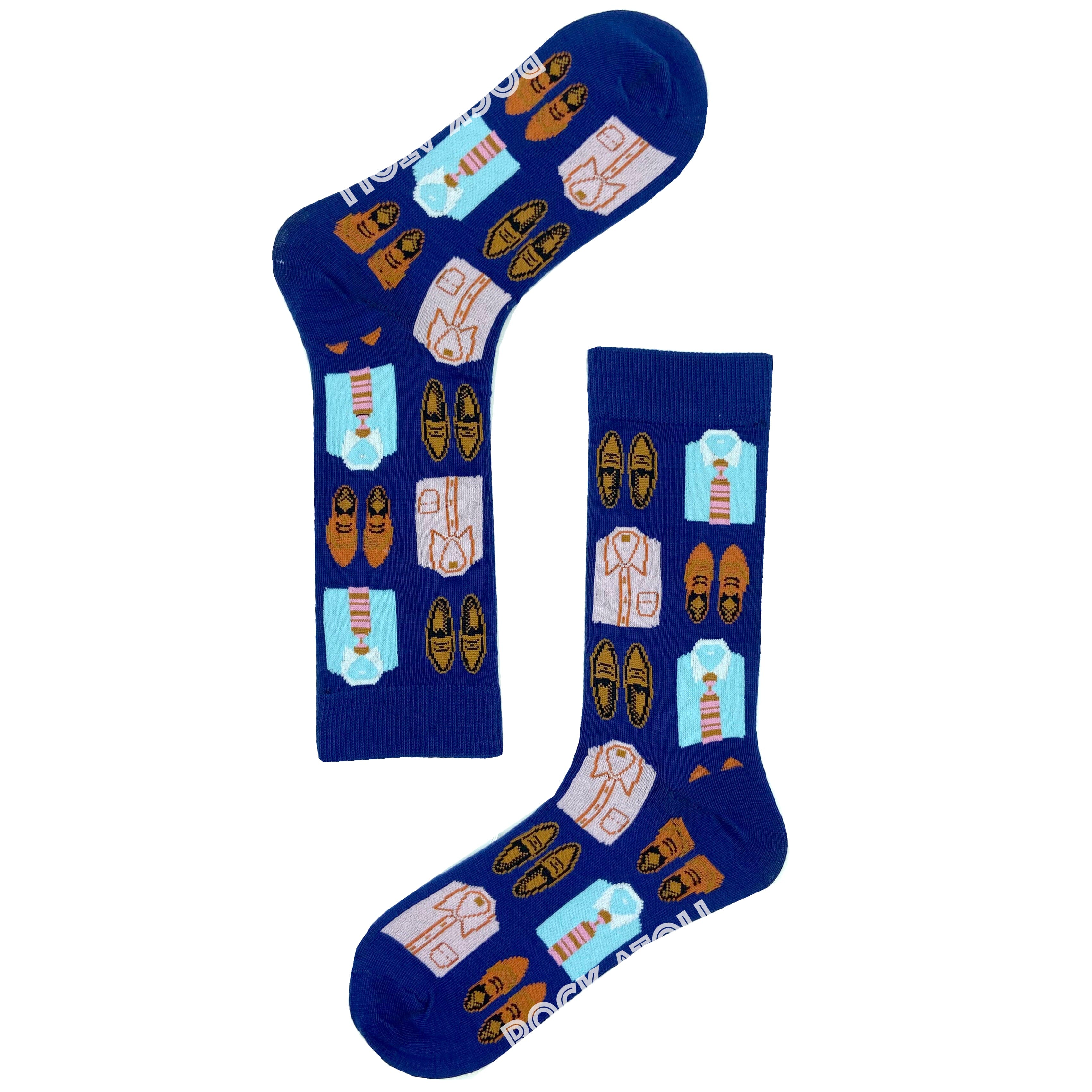 Stylish Office Themed Dress Shirt and Shoes Patterned Novelty Socks