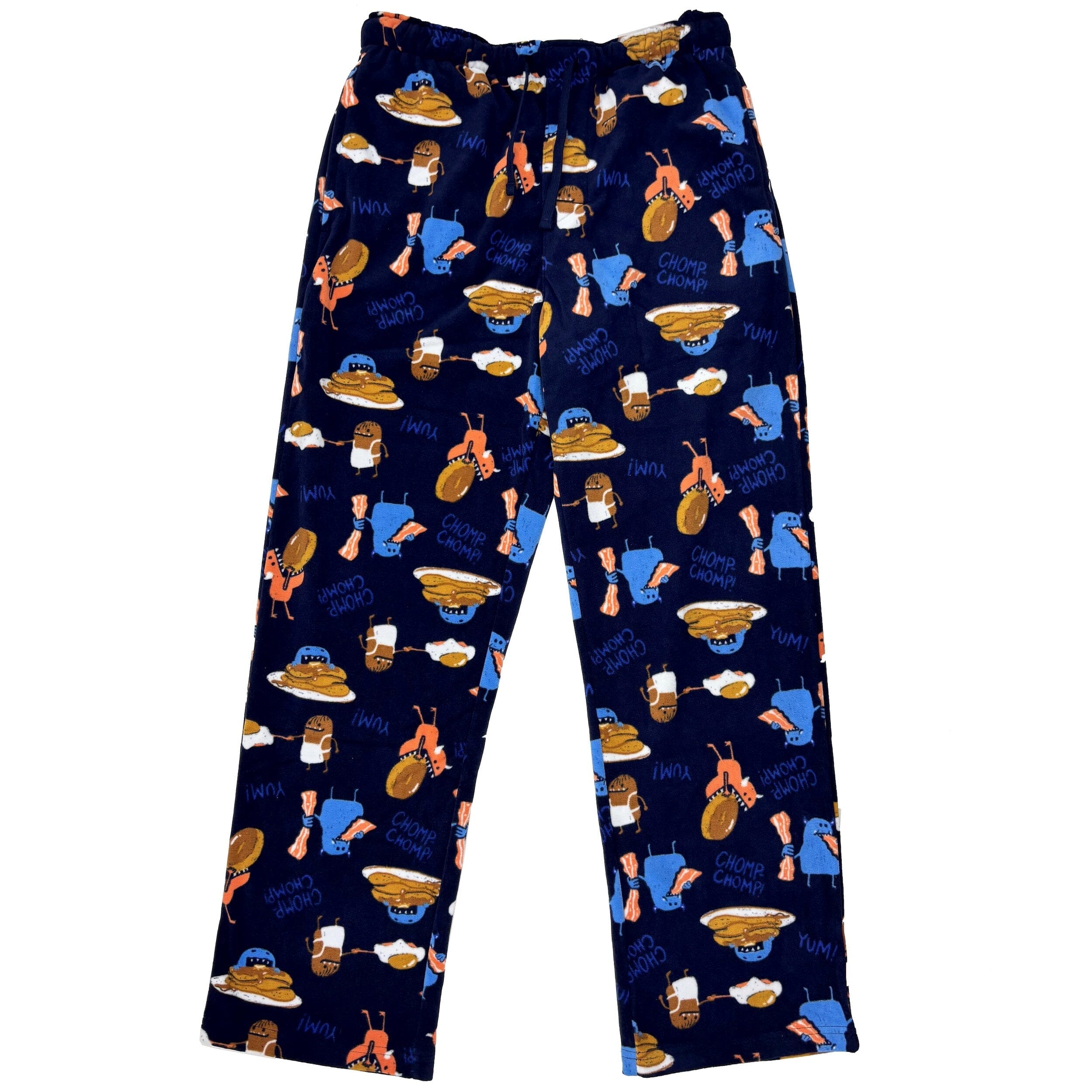 Breakfast Food Bacon Eggs Pancake Monster Print Fleece Pajama Bottoms