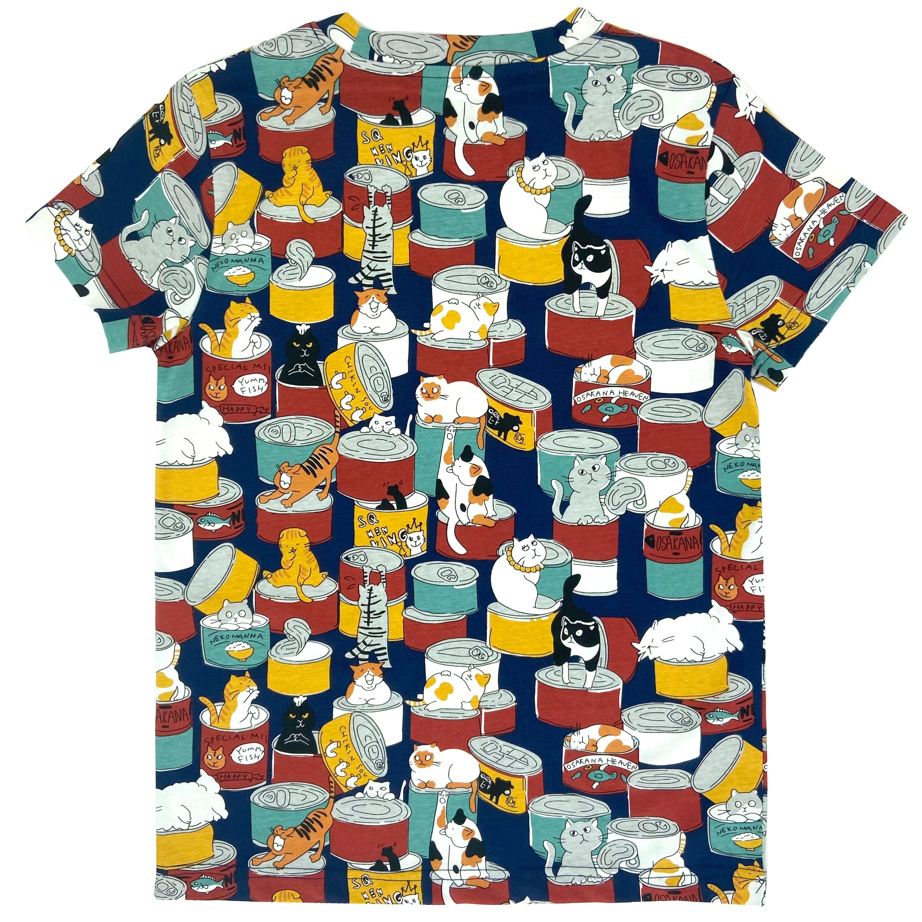 Womens Kitty Cat All Over Pattern Soft Cotton Crew Round Neck T-Shirt