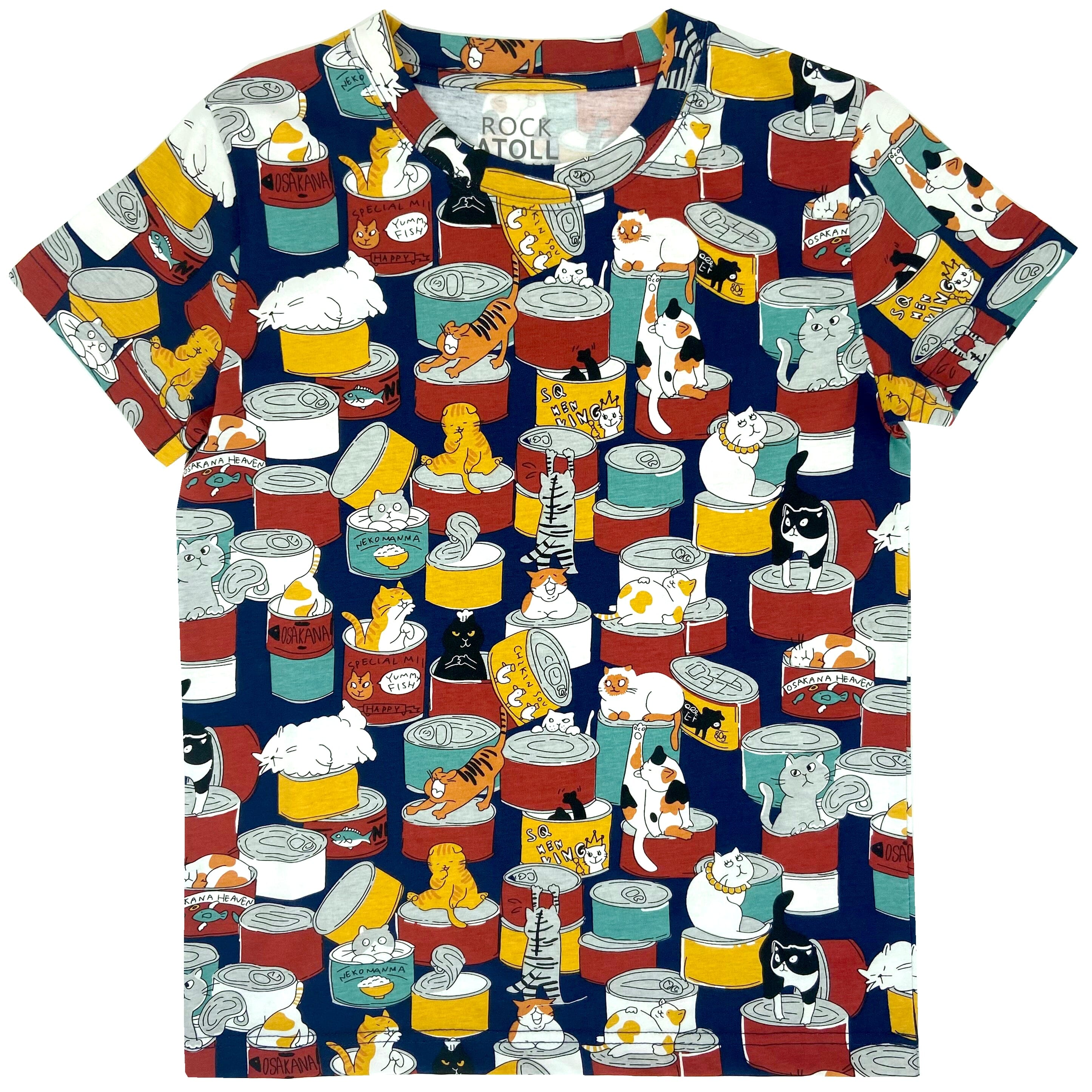 Womens Kitty Cat All Over Pattern Soft Cotton Crew Round Neck T-Shirt