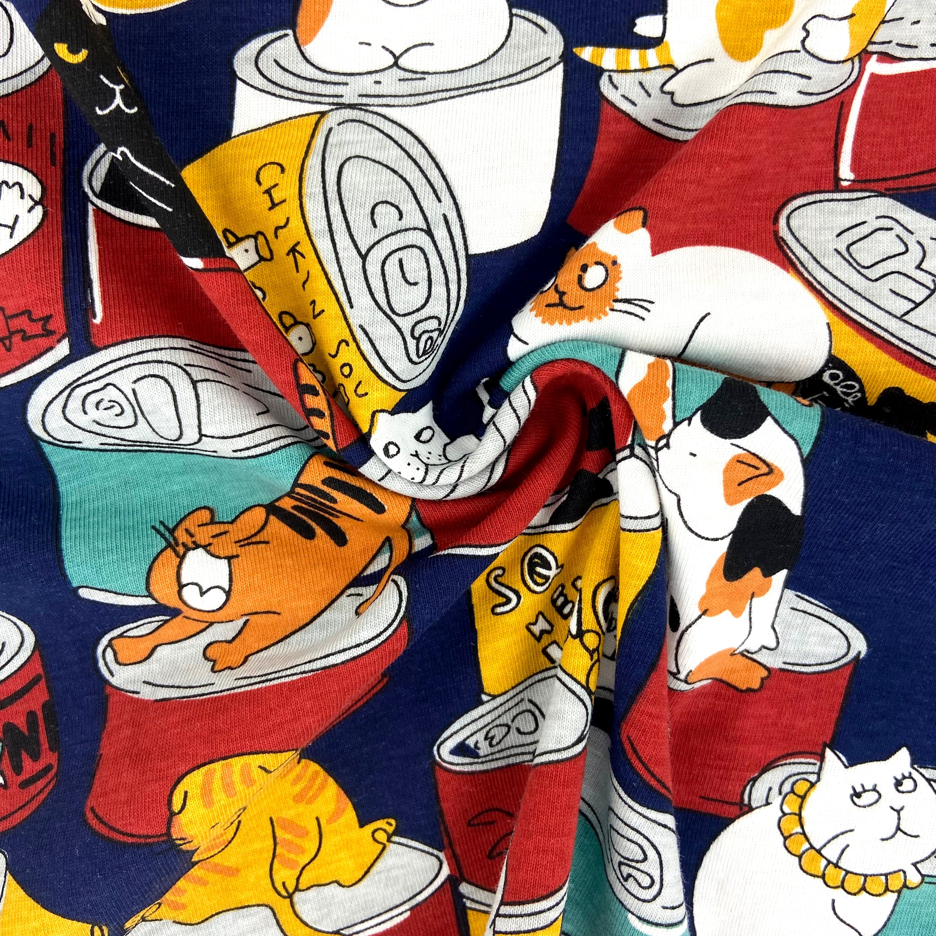 Womens Kitty Cat All Over Pattern Soft Cotton Crew Round Neck T-Shirt