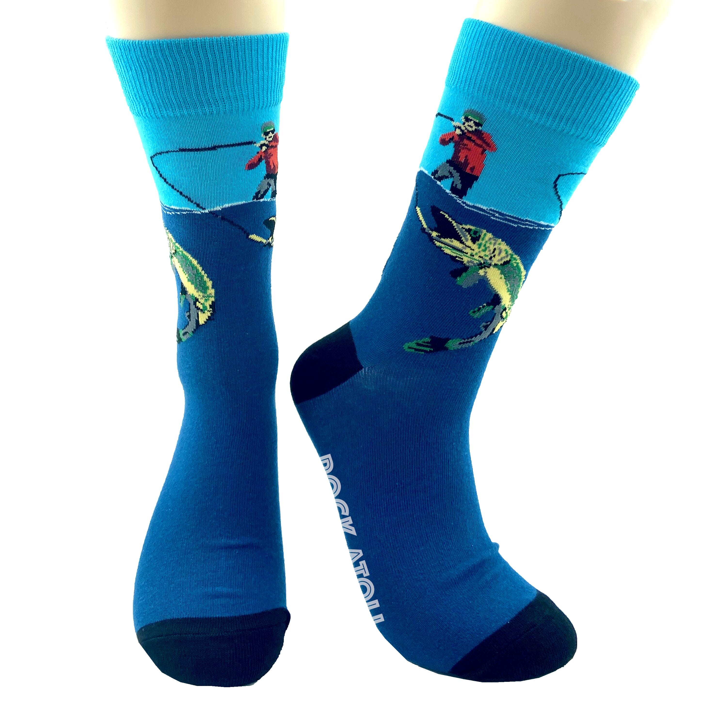 Unisex Fishing Angler Northern Pike Walleye Patterned Novelty Socks