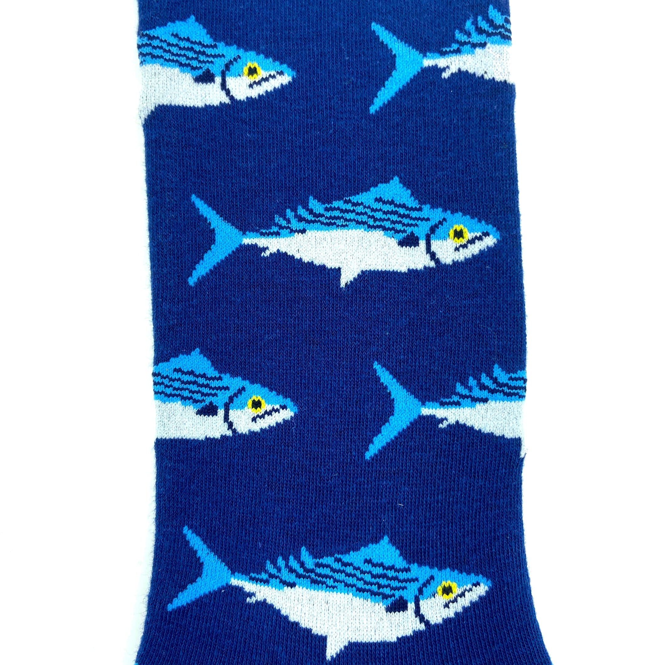 Bright Blue Unisex Fishing Themed Fish Patterned Novelty Crew Socks