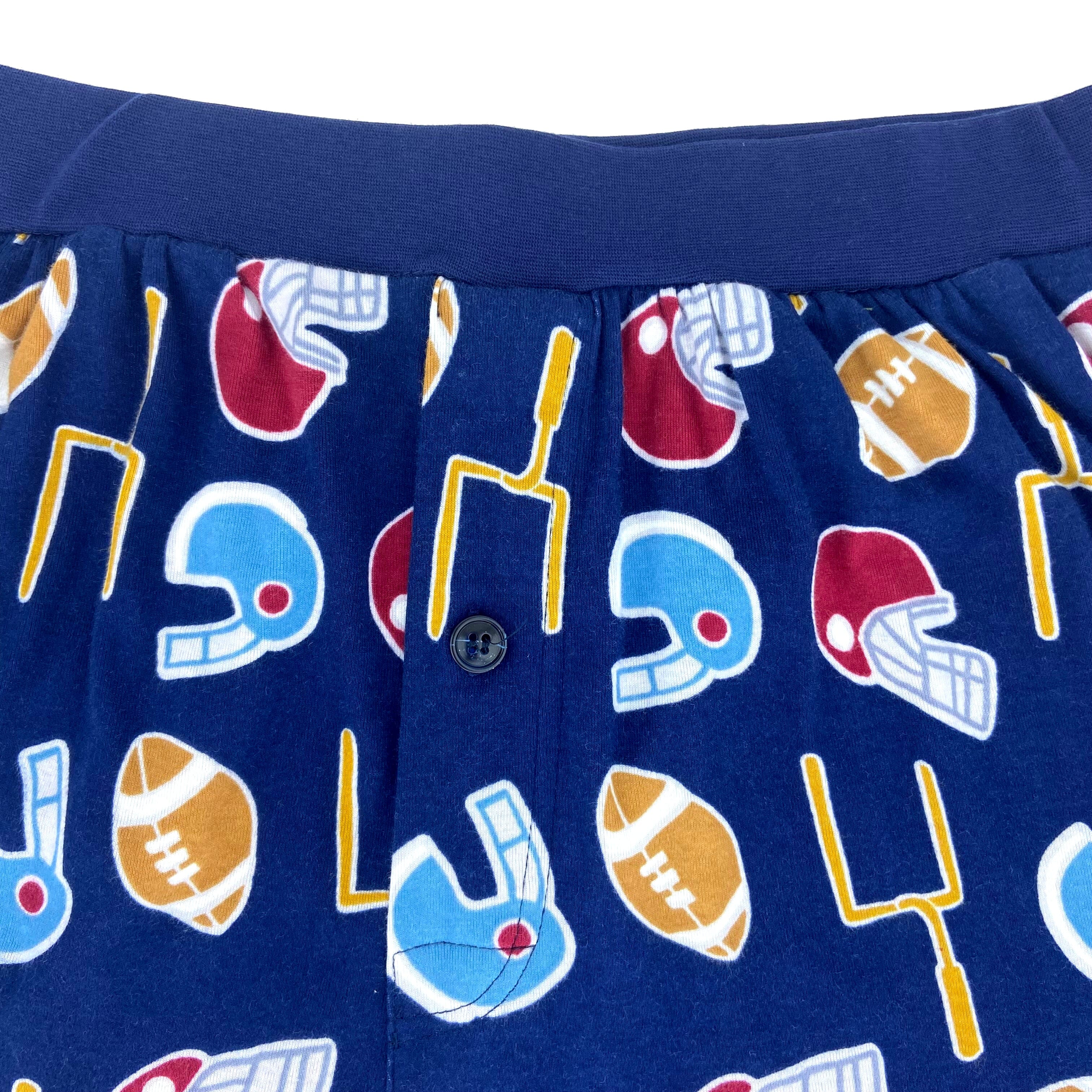 Men's Comfy Sport Themed Football Helmet Patterned Cotton Pajama Shorts