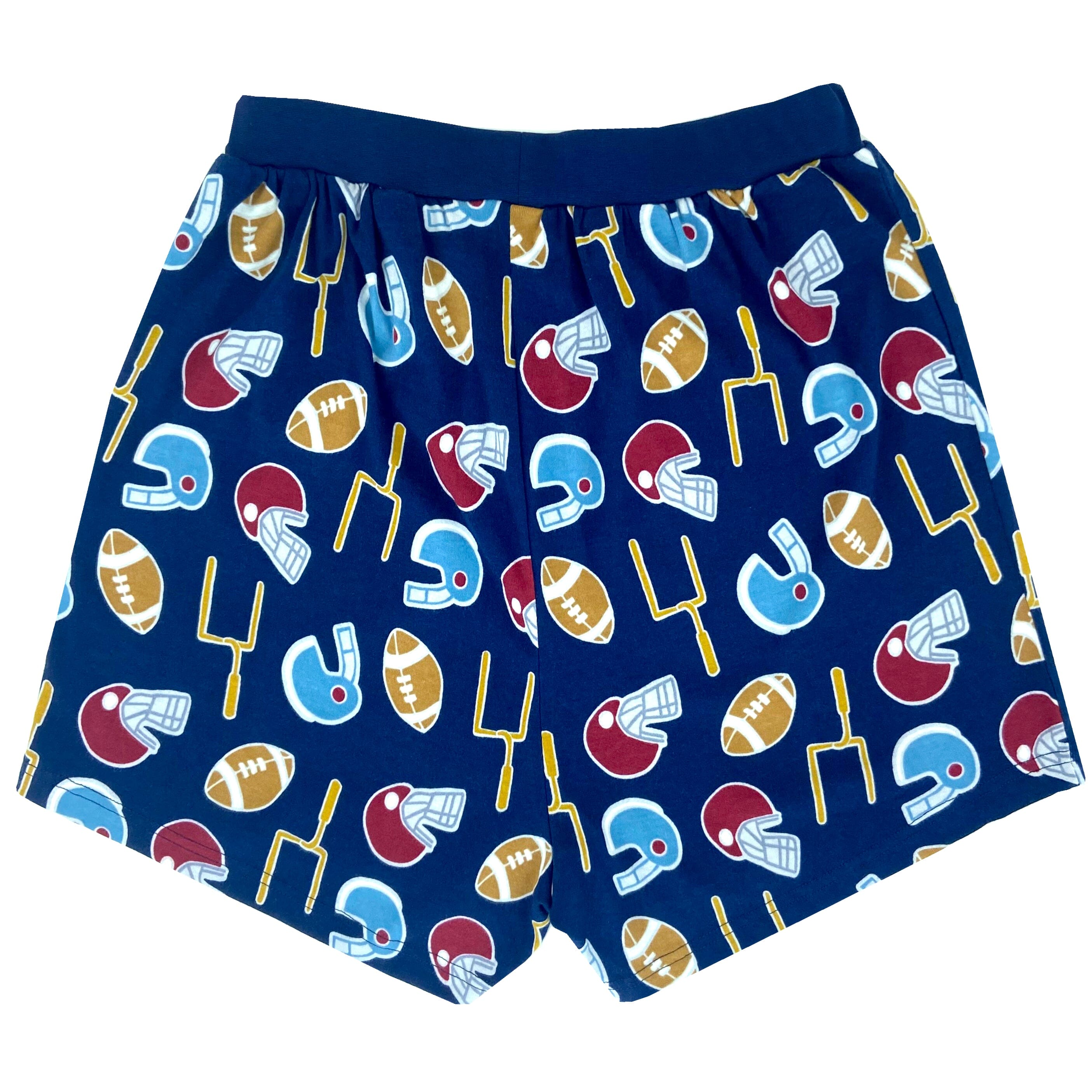 Men's Comfy Sport Themed Football Helmet Patterned Cotton Pajama Shorts