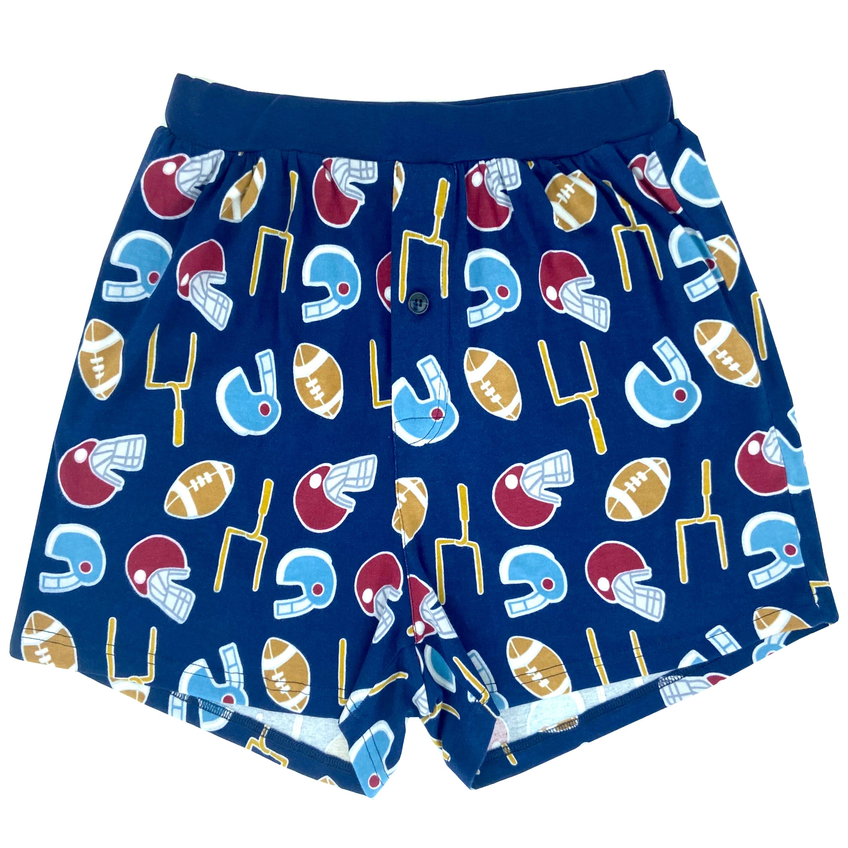 Men's Comfy Sport Themed Football Helmet Patterned Cotton Pajama Shorts