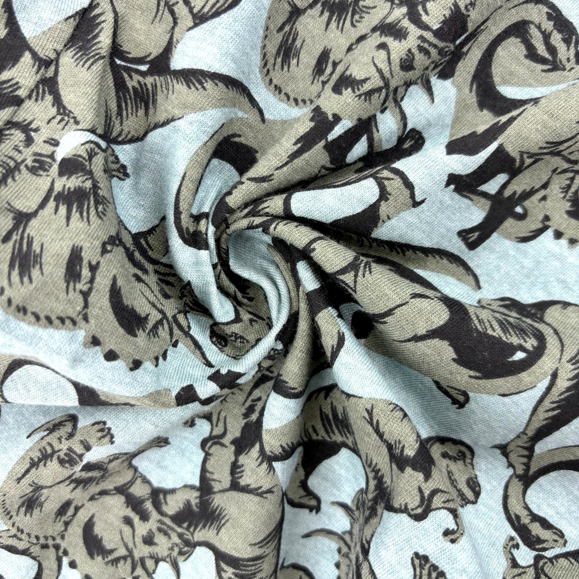 Men's Dinosaur Collage All Over Print Cotton Knit Long Pyjama Bottoms