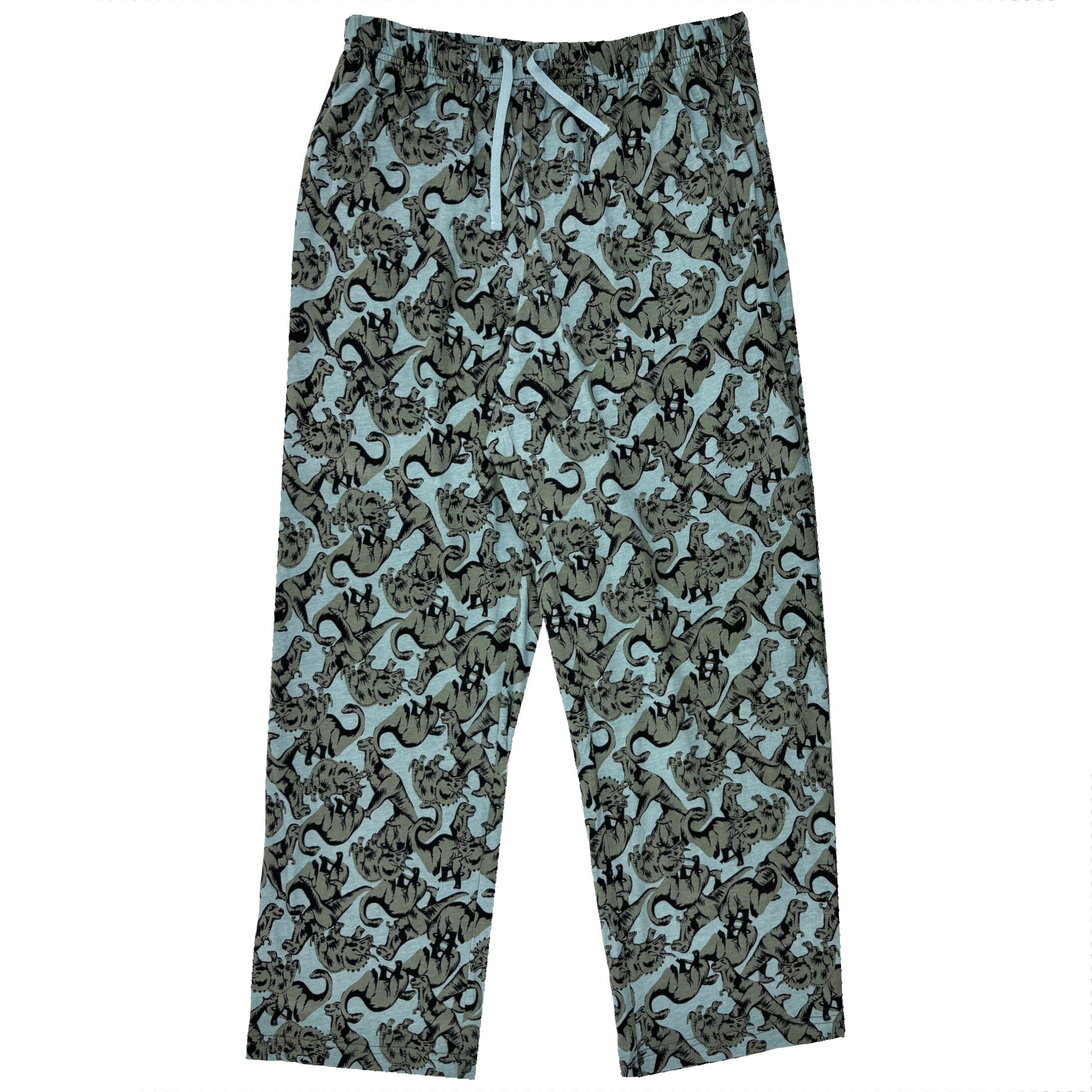 Men's Dinosaur Collage All Over Print Cotton Knit Long Pyjama Bottoms