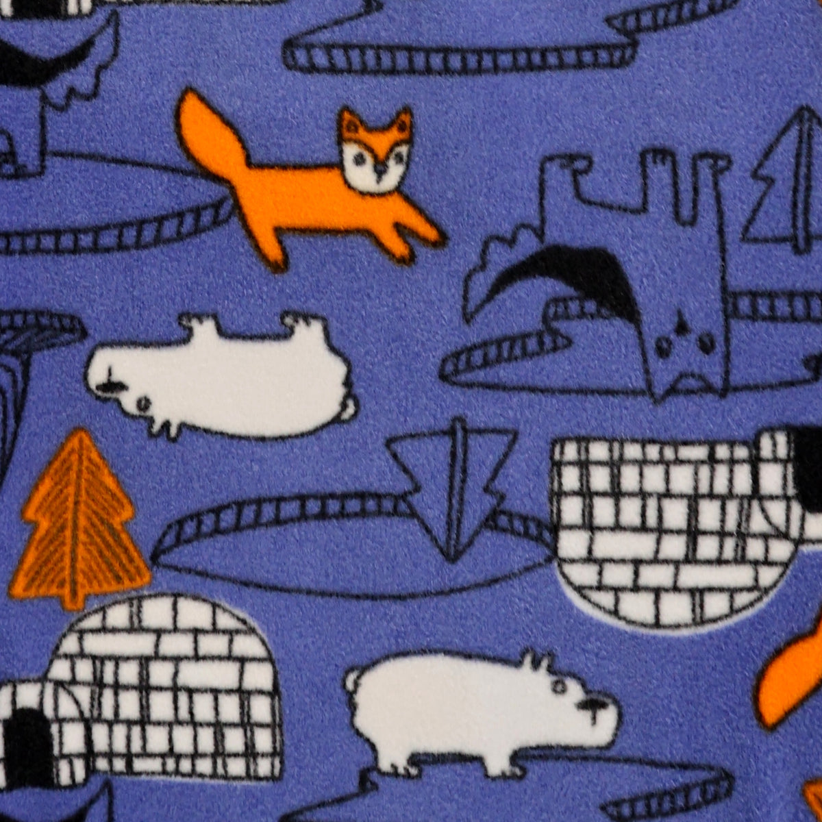 Men's Soft Fluffy Fox Bear Igloo Print Long Fleece Pajama Pant Bottoms