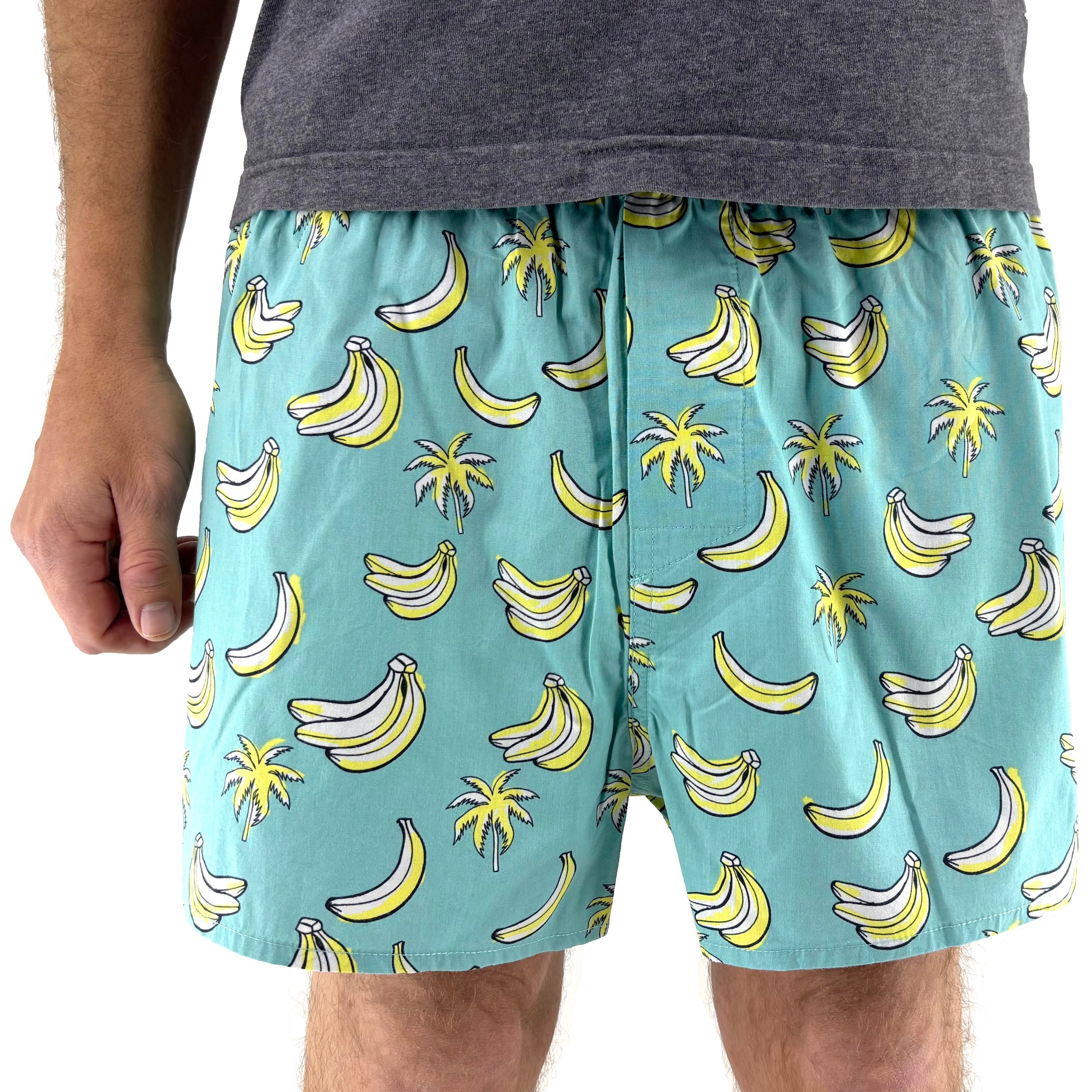 Men's Tropical Fruit Food Themed Banana Palm Tree Print Boxer Shorts