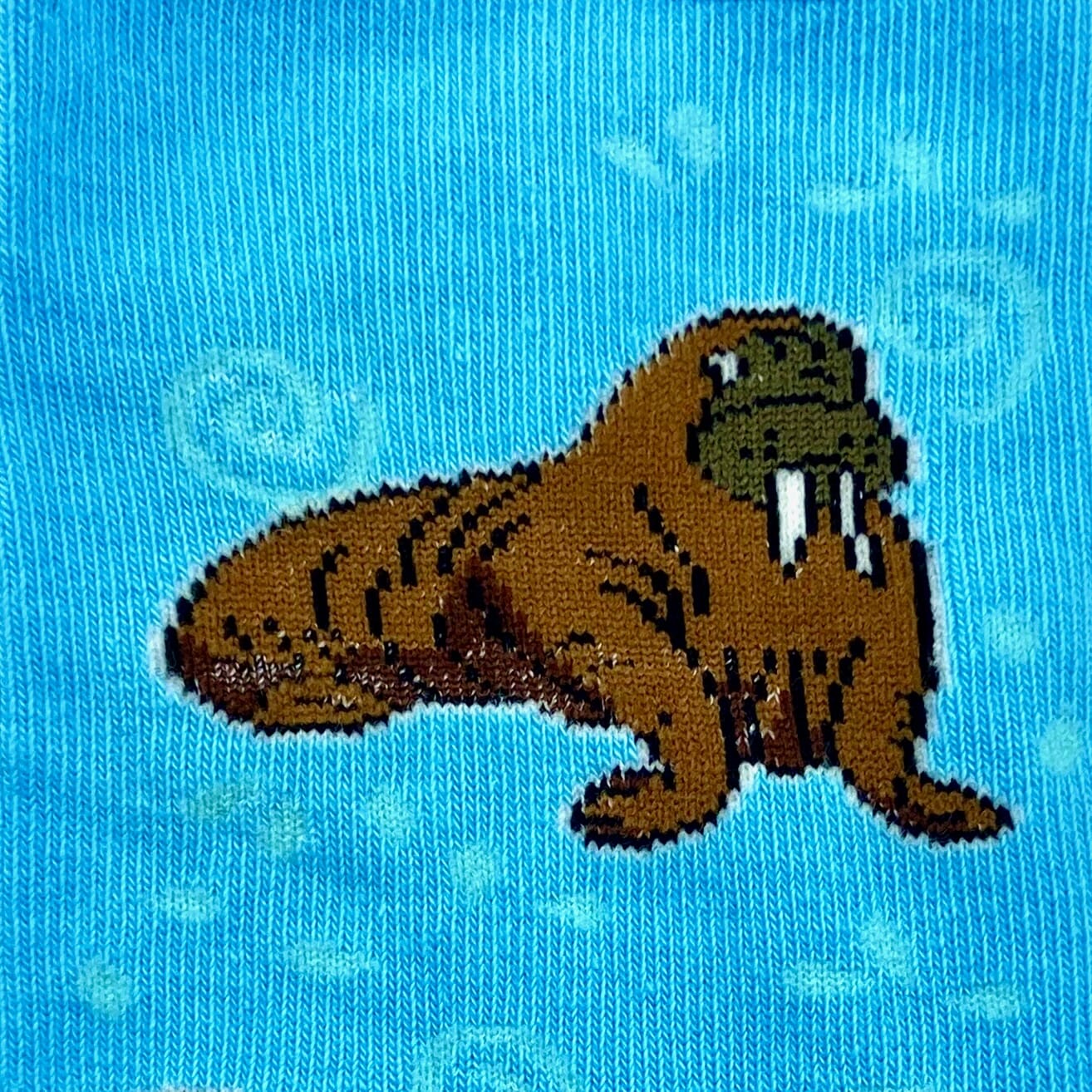 Light Blue Walrus Sea Lion Seal Patterned Fun Novelty Crew Dress Socks