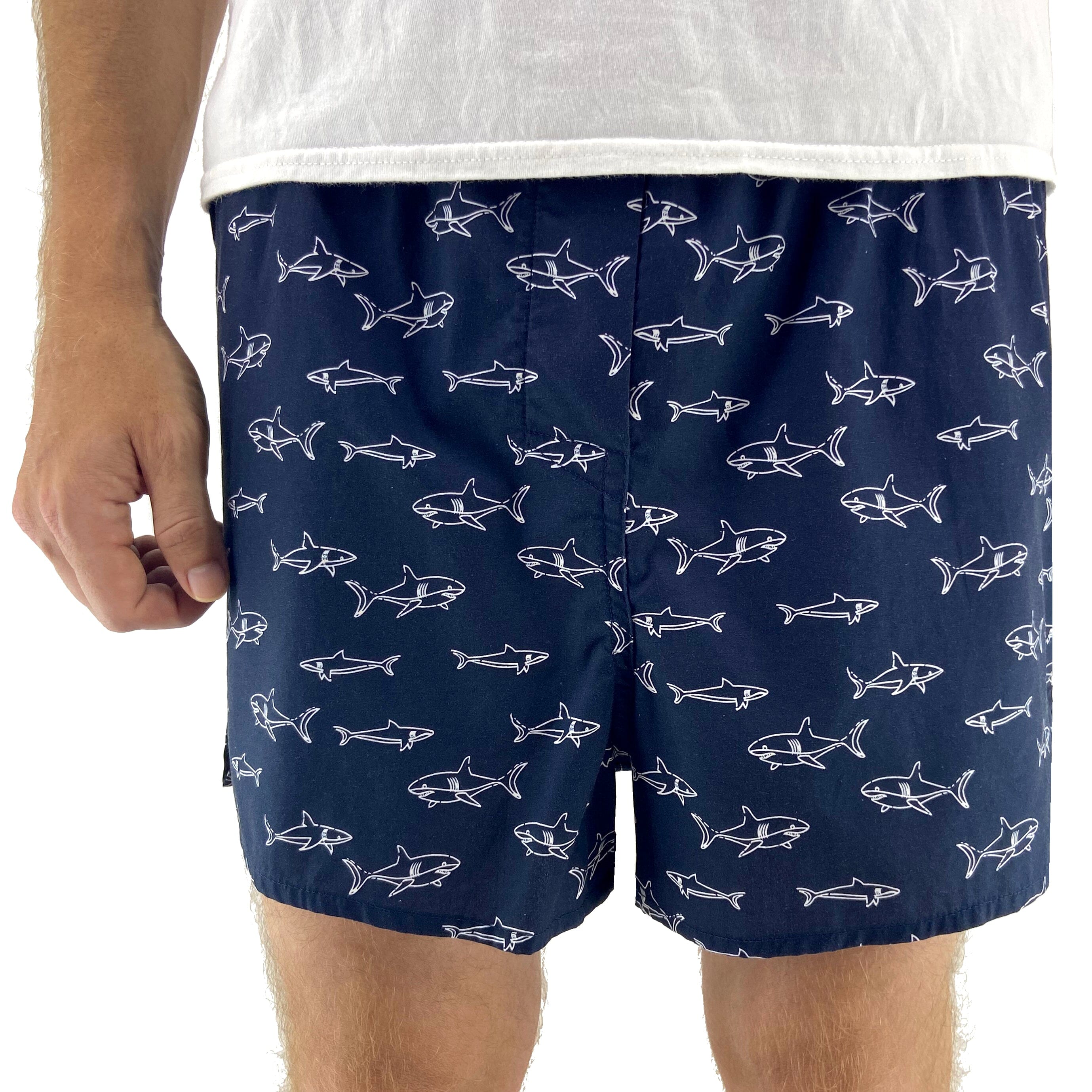 Navy Blue Shark Boxers For Men. Buy Men's Baby Shark Boxer Shorts Here