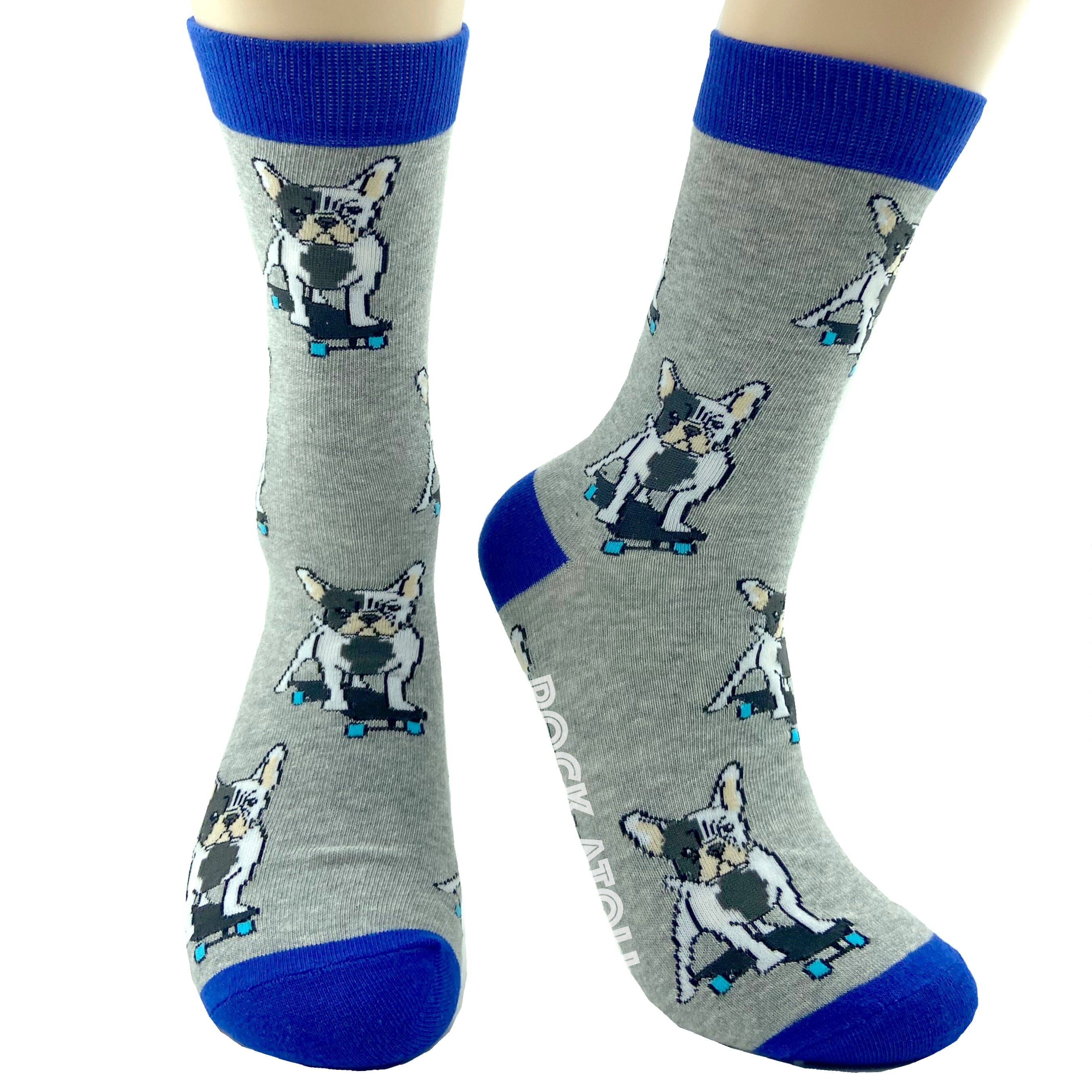 Adorable French Bulldogs on Skateboards Print Unisex Novelty Socks