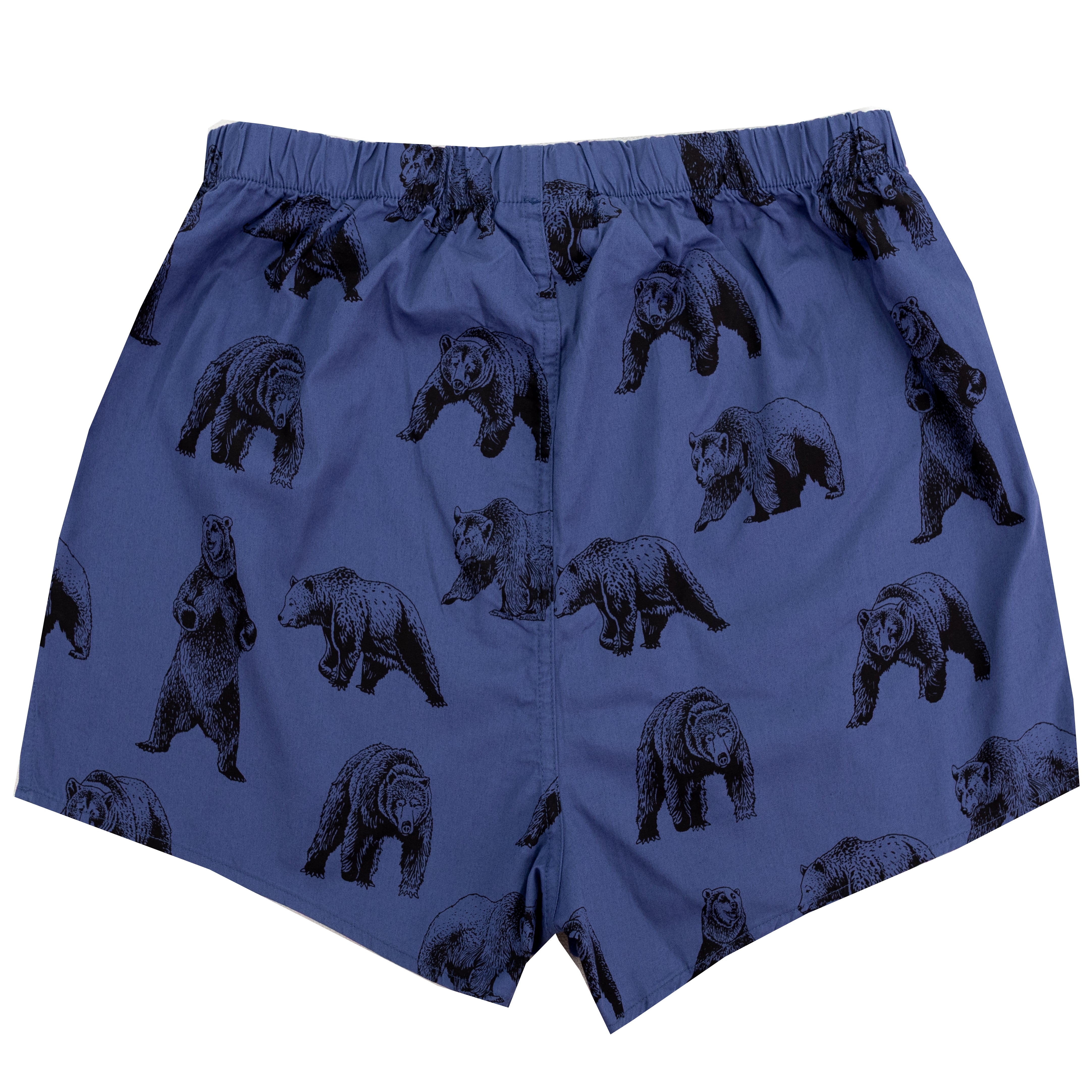 Men's Navy Blue Grizzly Bear Novelty Cotton Boxer Shorts Underwear in Navy Blue