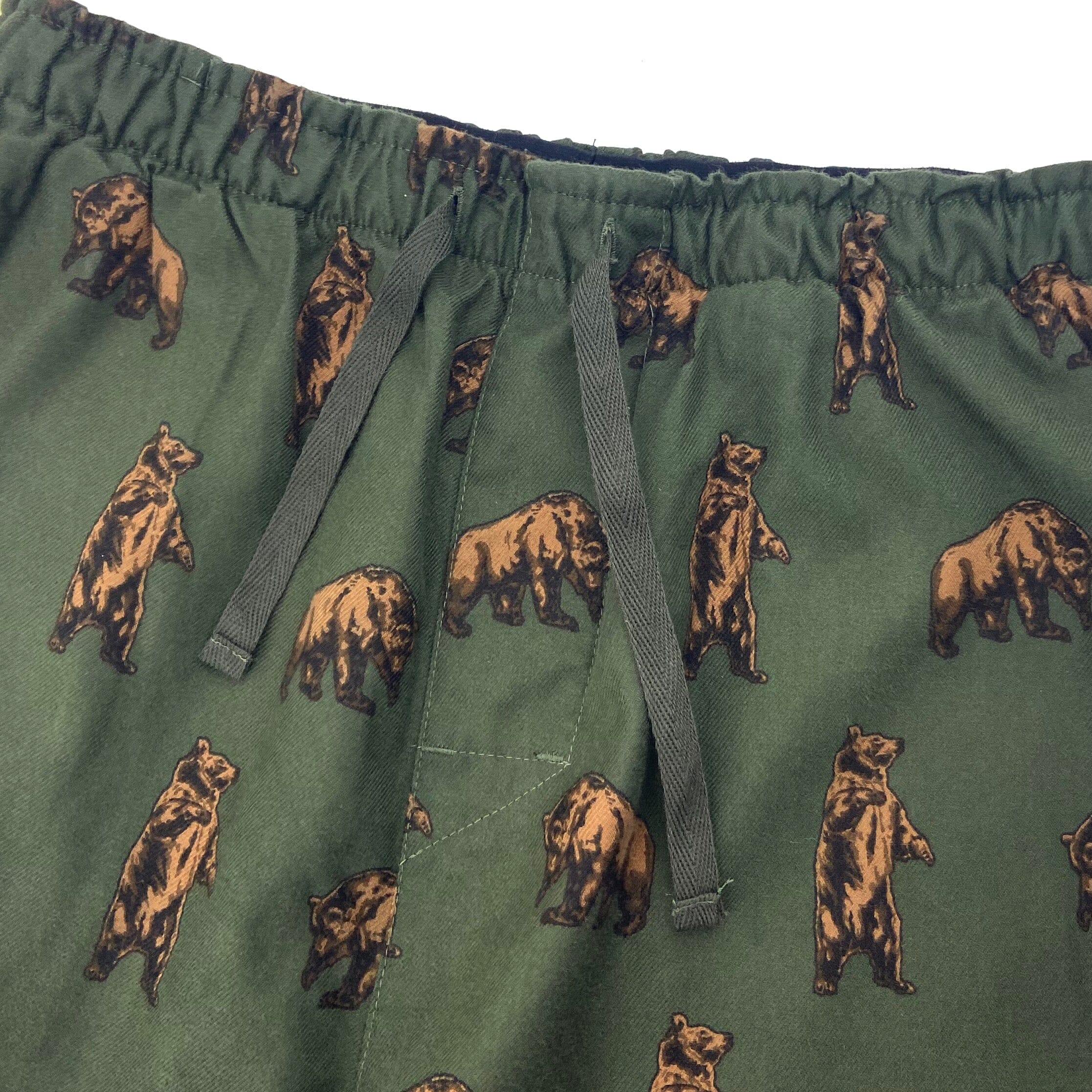 Men's Brown Grizzly Bear Patterned Thick Cotton Long PJ Pajama Bottoms