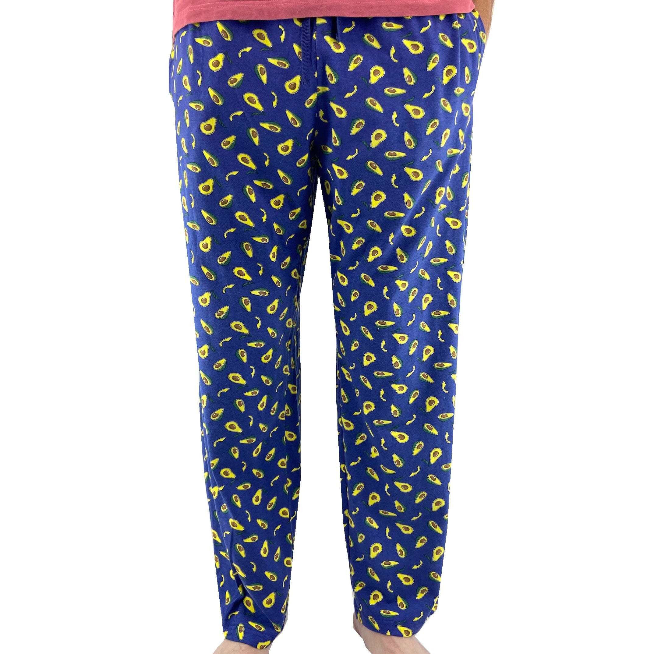 Men's Comfy Avocado Print Food Themed Long Cotton Pajama Pant Bottoms