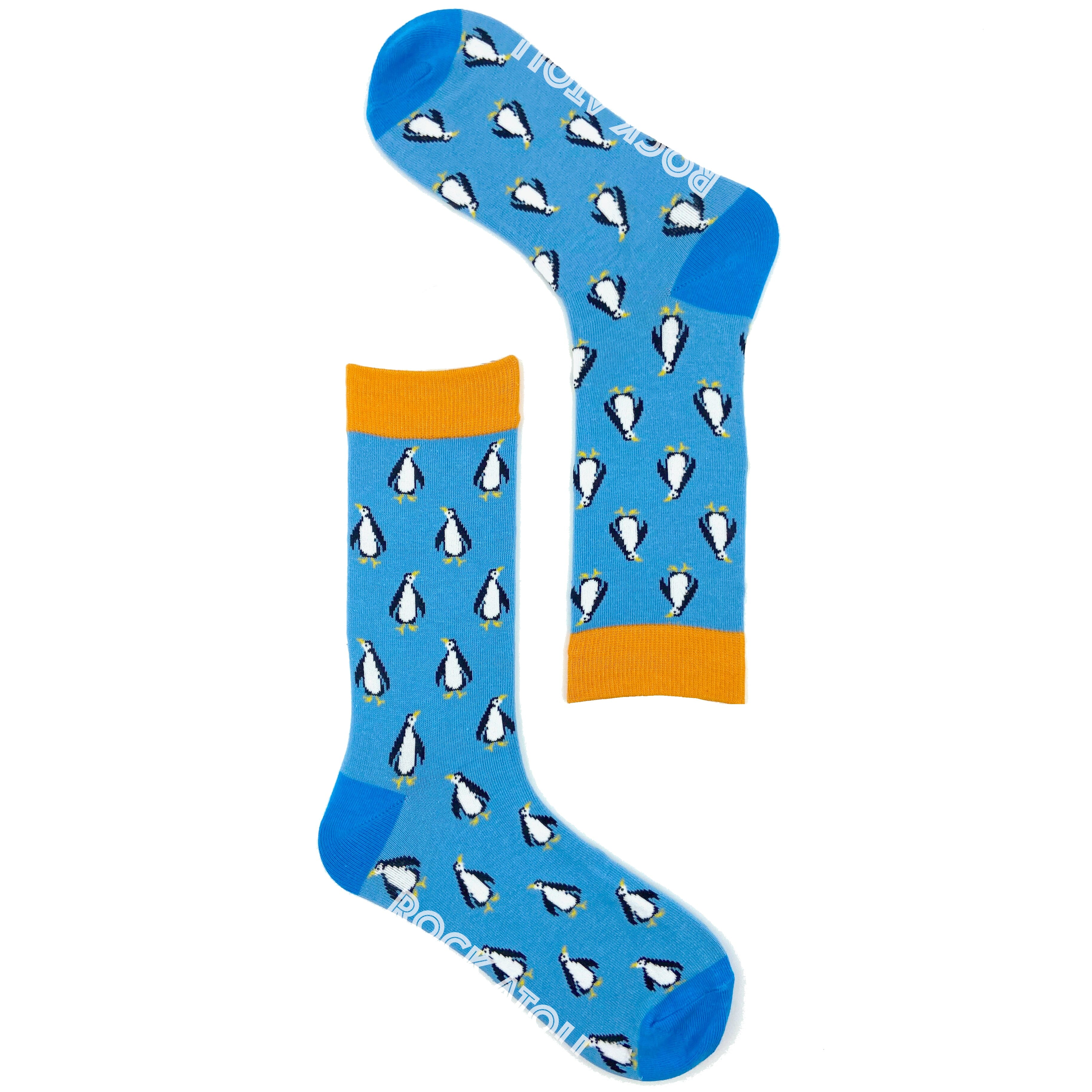Bright Blue Unisex Penguin Arctic Animal Patterned Novelty Crew Socks