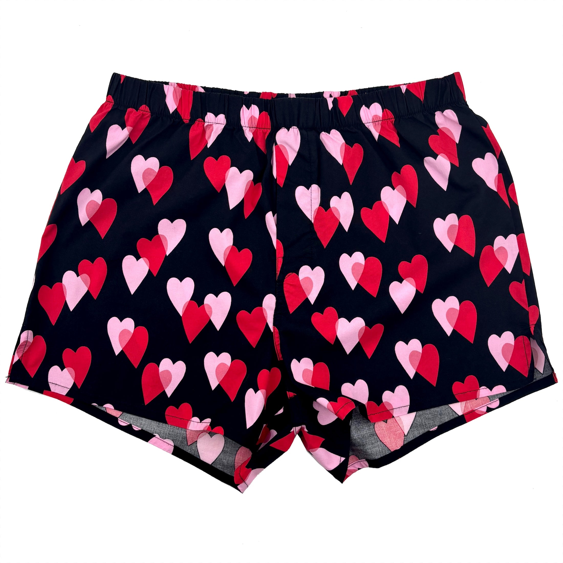 Men's Classy Heart Shaped All Over Print Cotton Boxer Shorts in Black