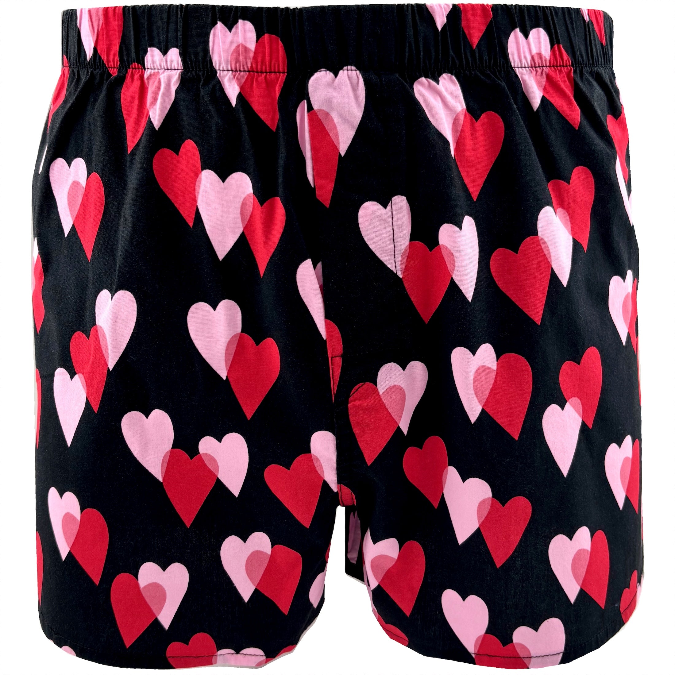 Men's Classy Heart Shaped All Over Print Cotton Boxer Shorts in Black