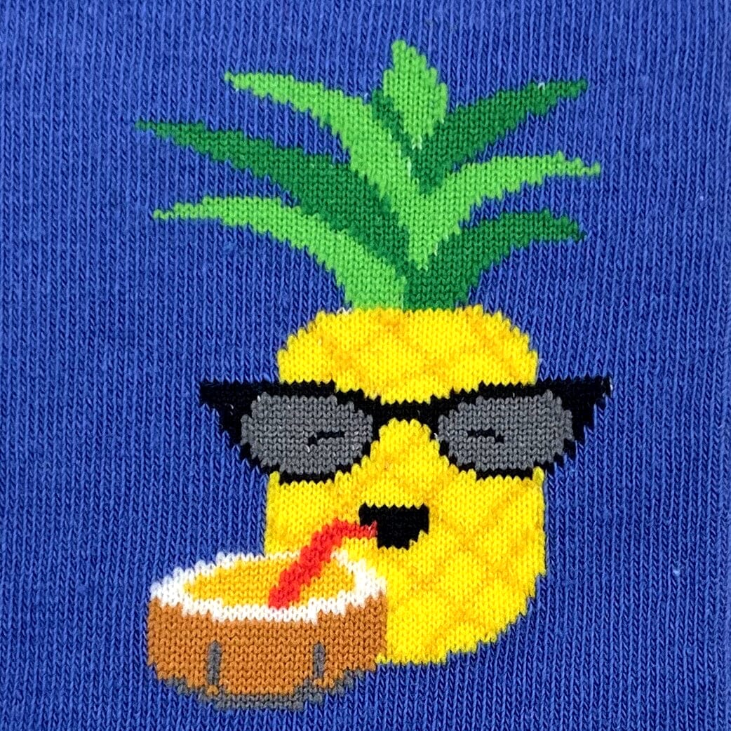 Tropical Pineapples Eating Coconut Patterned Fruit Themed Dress Socks