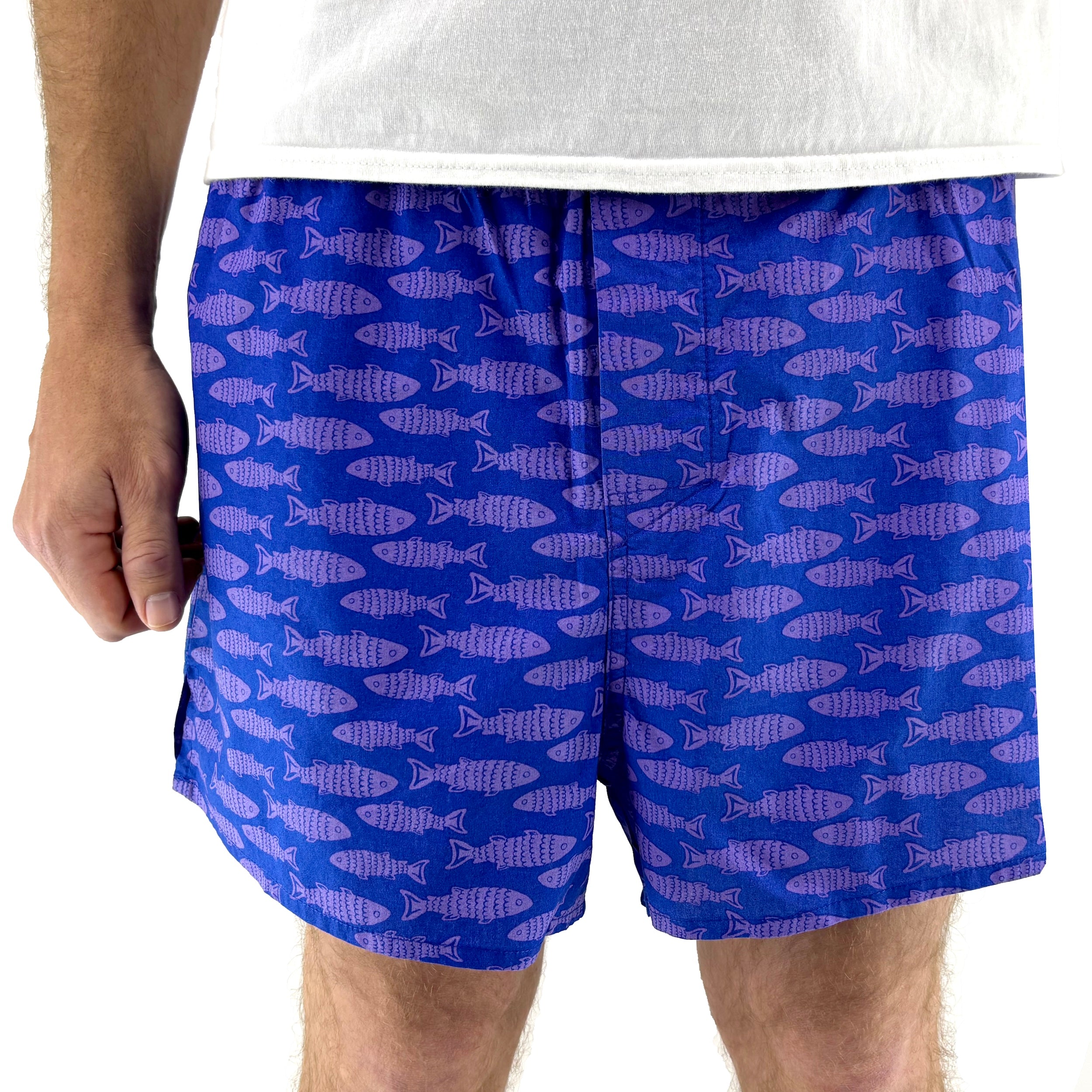Men's Classic School of Fish All Over Print Cotton Boxer Shorts Undies