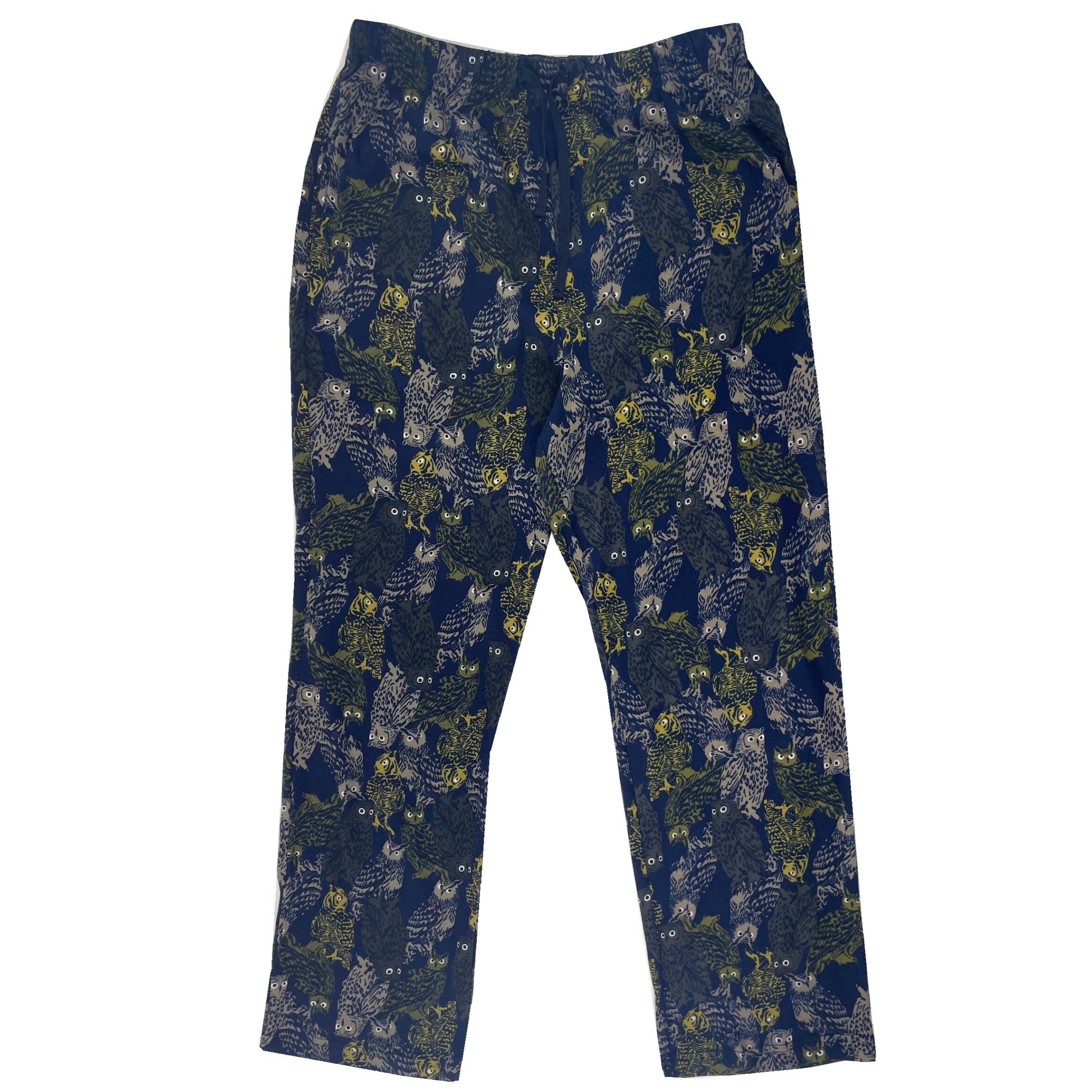 Men's Great Horned Owl Pattern Bird Themed Cotton Knit Pajama PJ Pants
