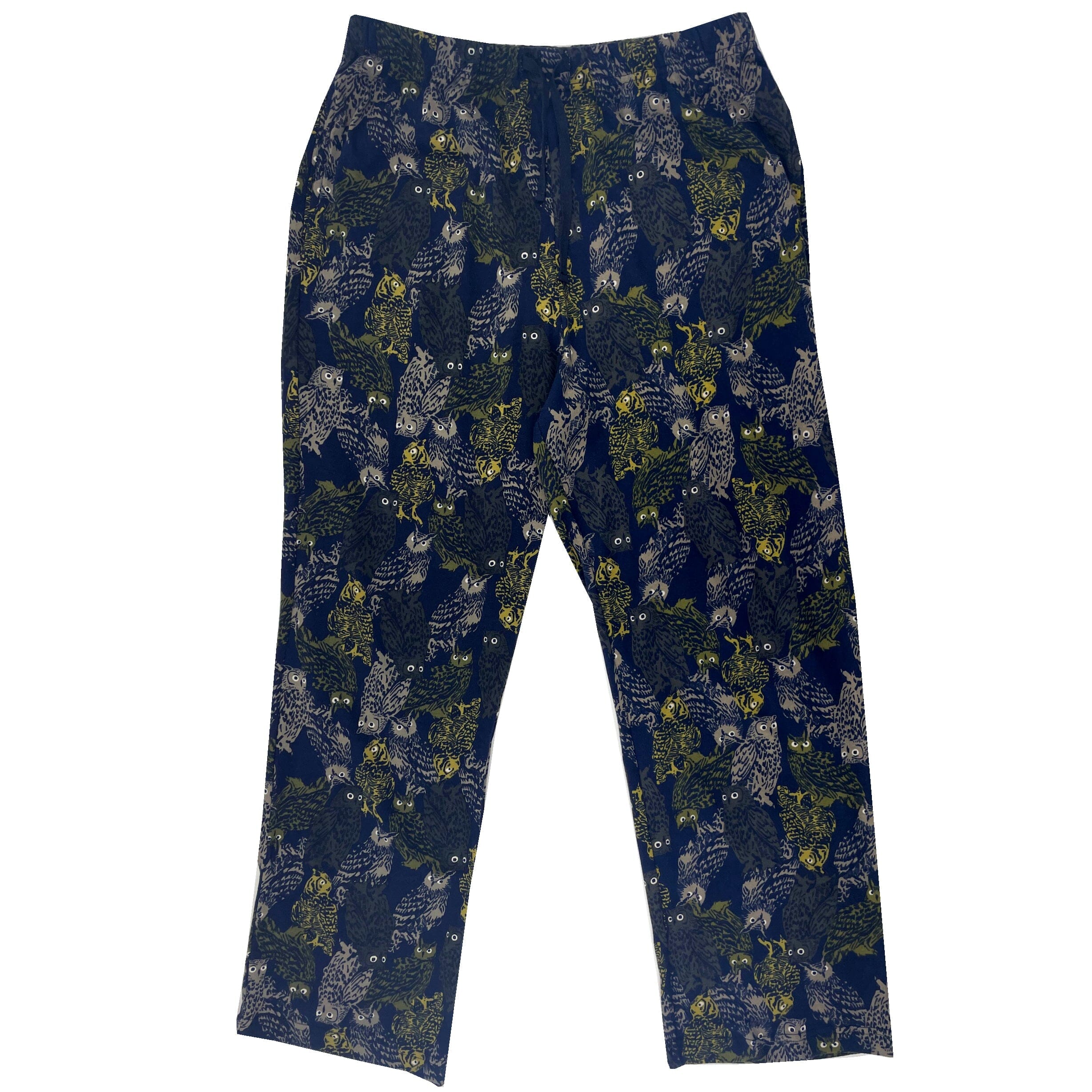 Men's Great Horned Owl Pattern Bird Themed Cotton Knit Pajama PJ Pants