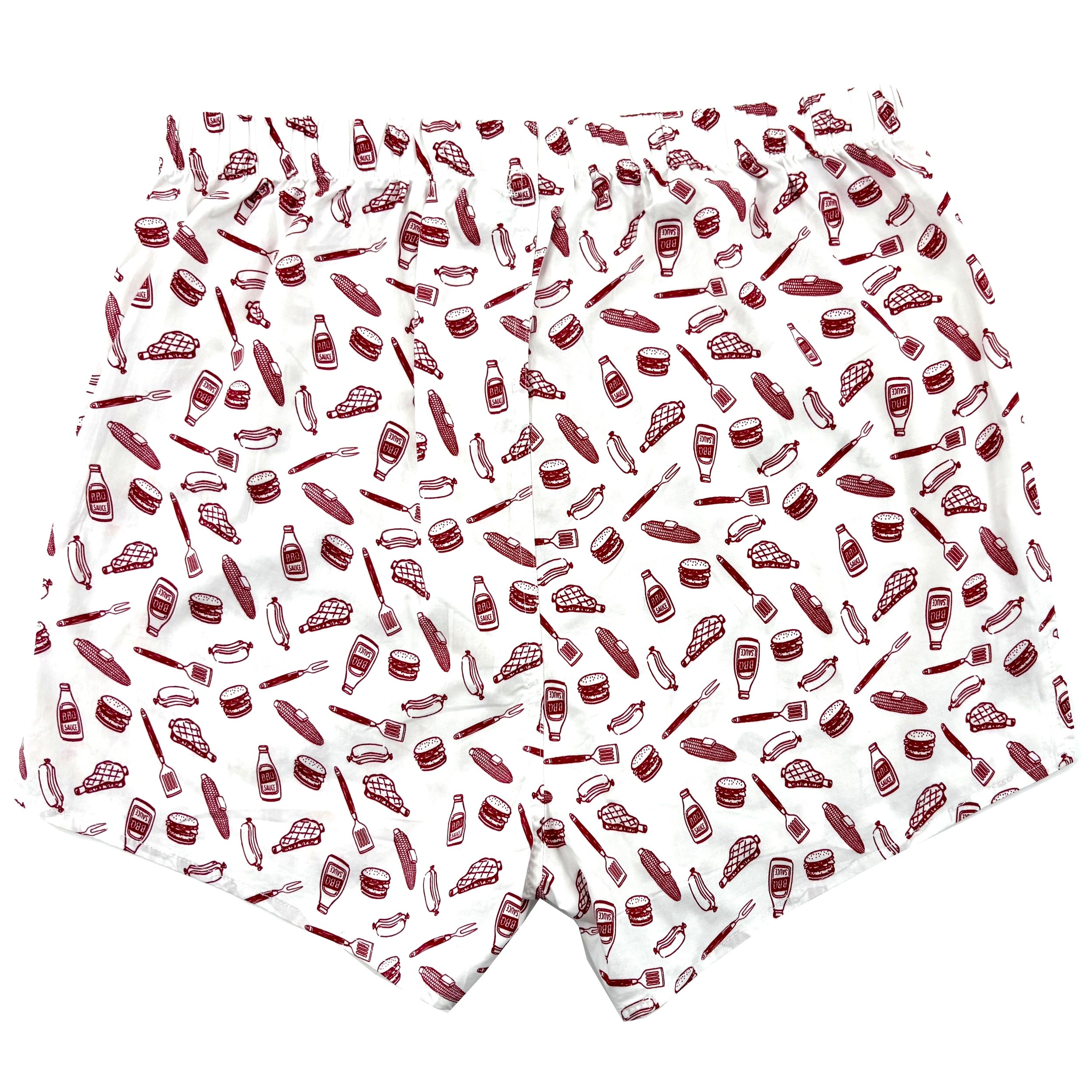 Men's Barbecue Themed Hotdogs & Buns All Over Print Boxer Shorts S-XXL