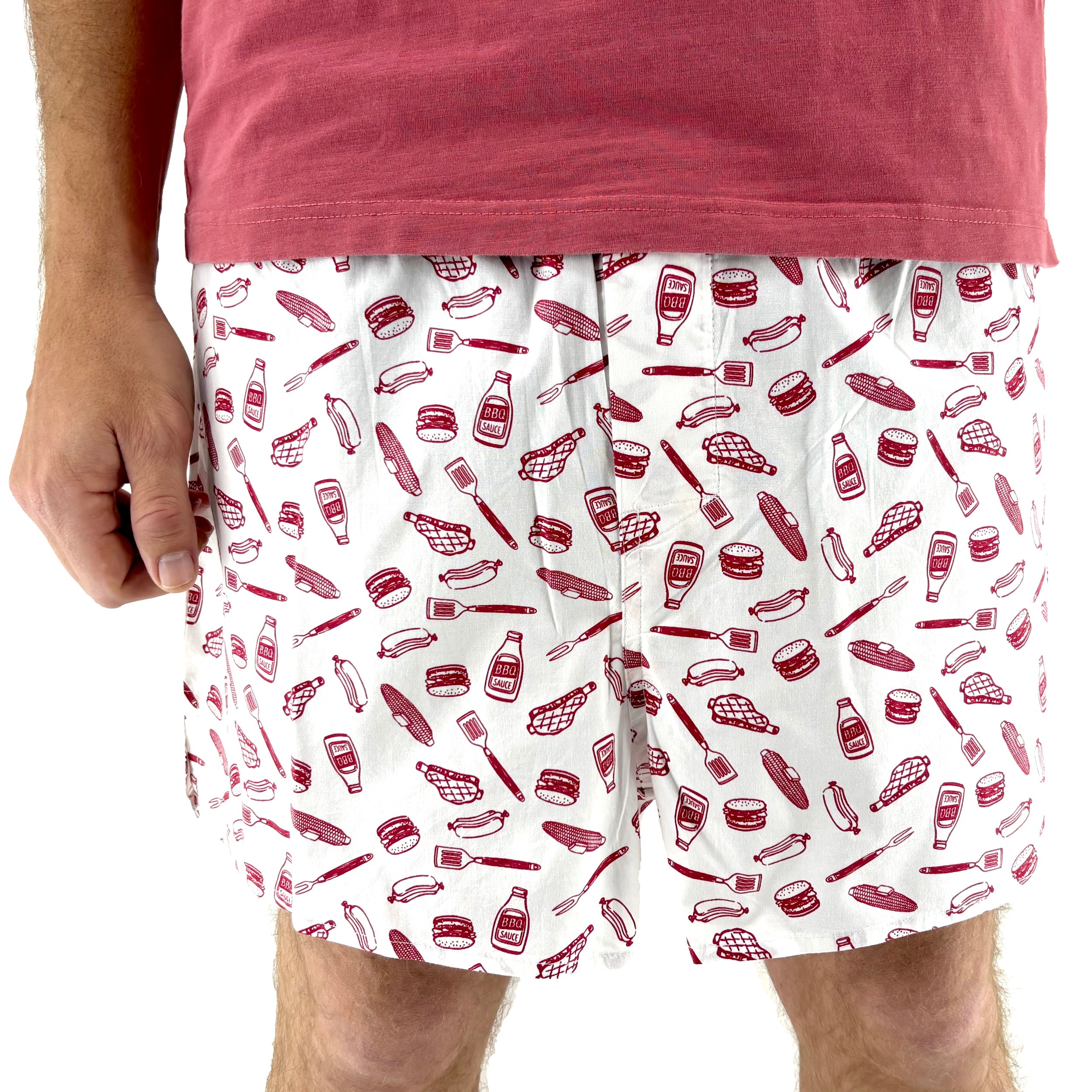Men's Barbecue Themed Hotdogs & Buns All Over Print Boxer Shorts S-XXL