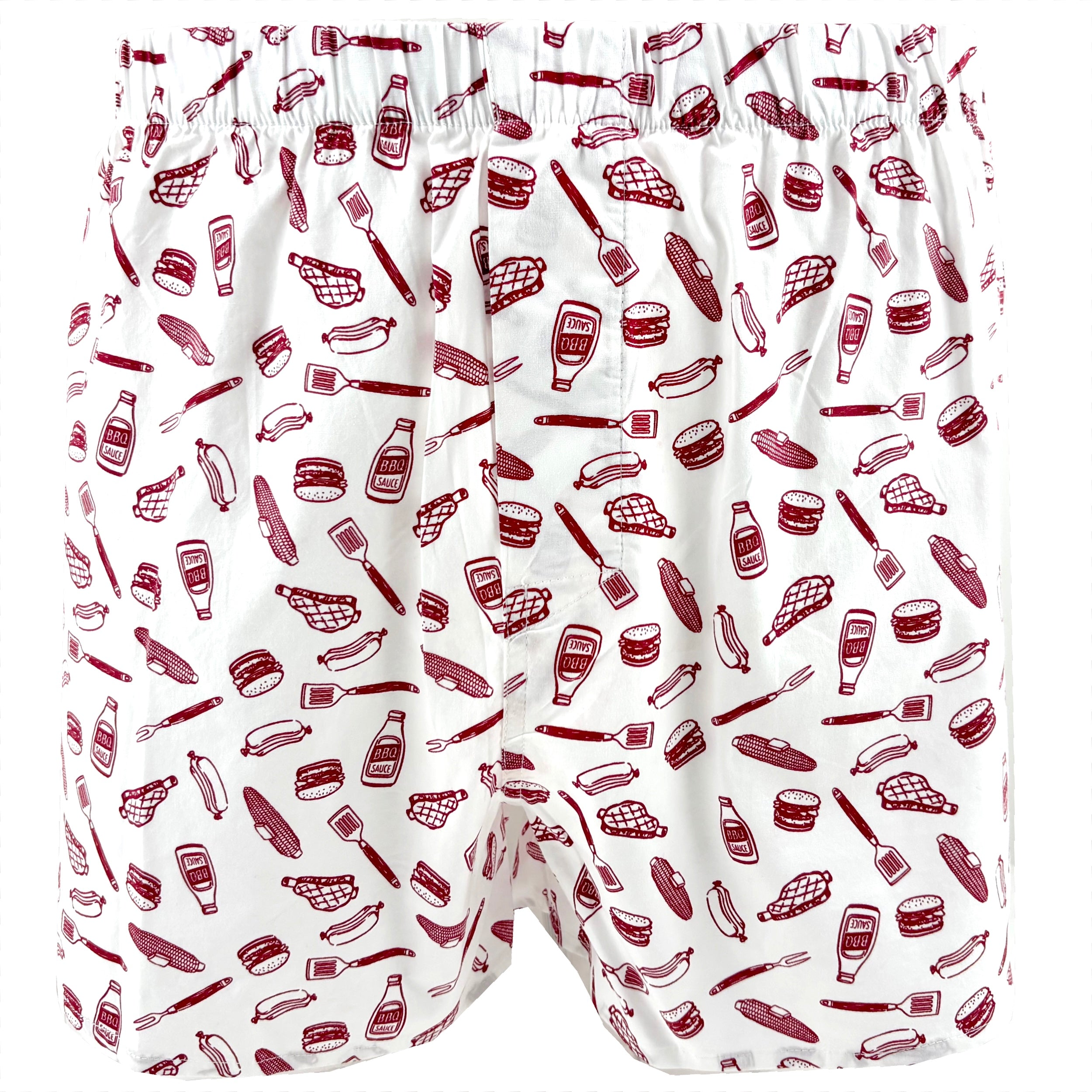 Men's Barbecue Themed Hotdogs & Buns All Over Print Boxer Shorts S-XXL