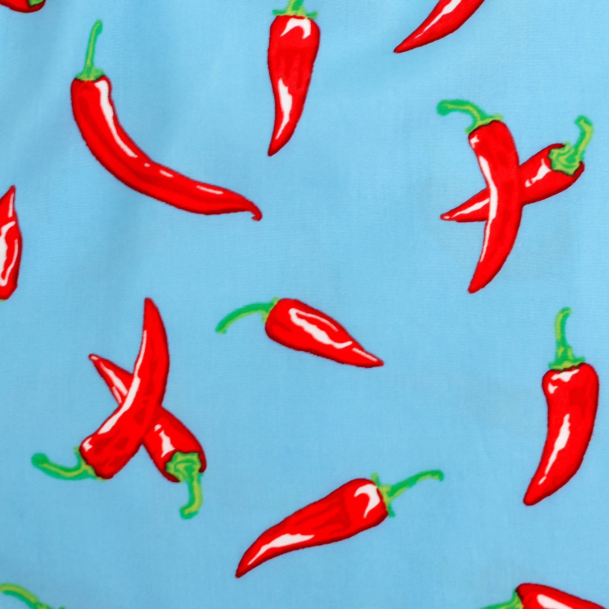 Men's Foodie Red Hot Chili Pepper Novelty Patterned Blue Boxer Shorts