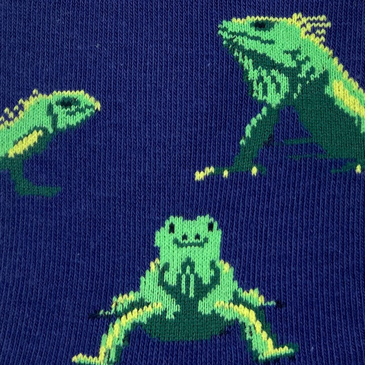 Navy Blue Iguana Lizard Reptile Patterned Long Cotton Novelty Socks