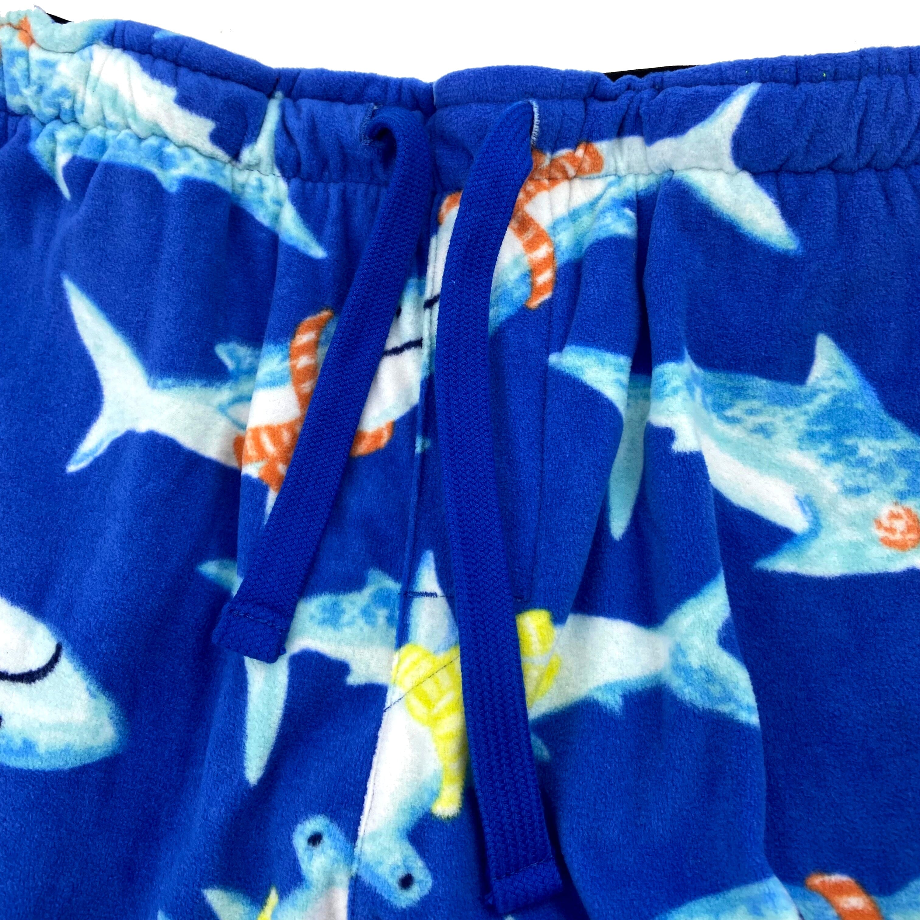 Men's Winter Cozy Fleece Pajama Pant Bottoms with Funny Shark Print