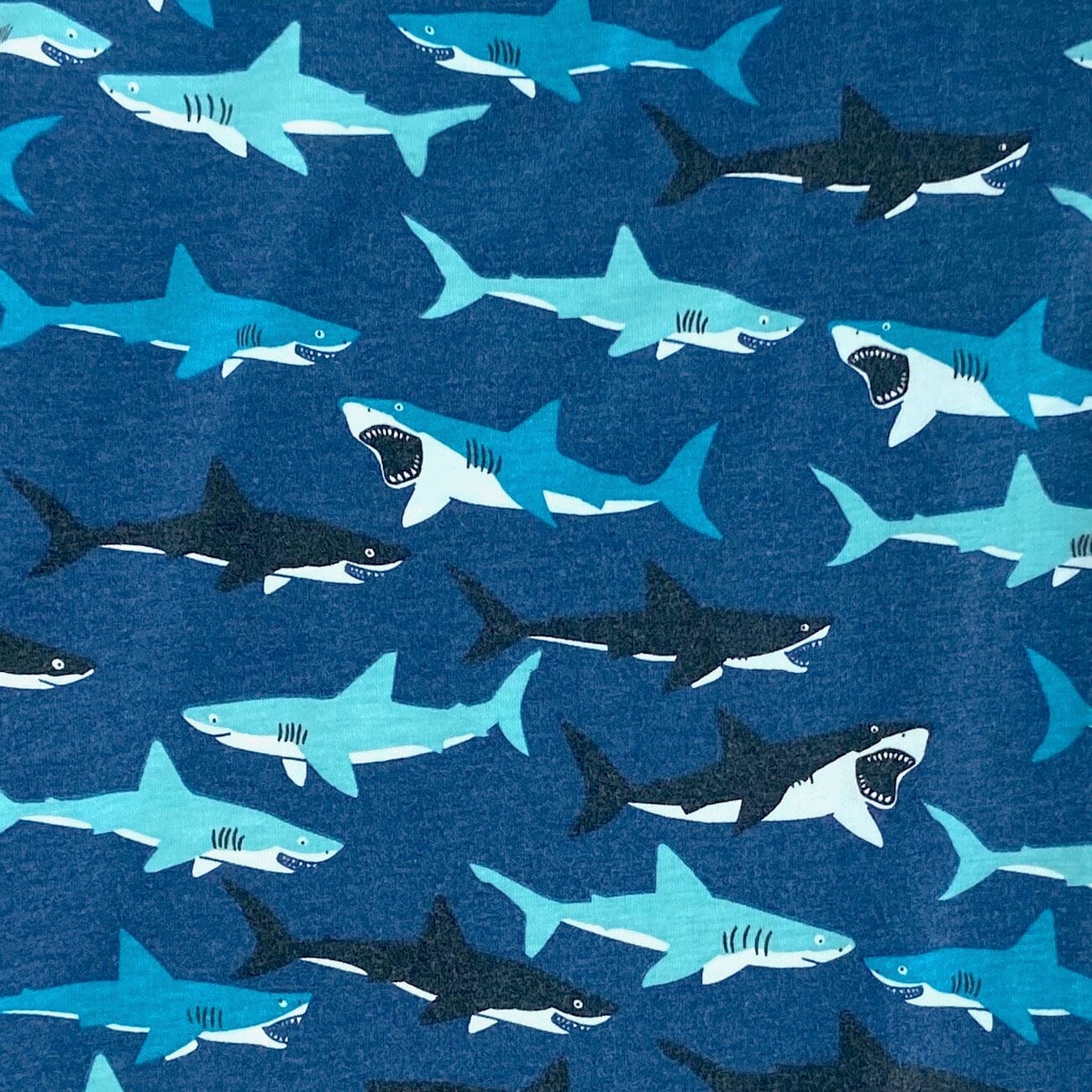 Men's Smiling Cartoon Shark All Over Print Long Cotton Pajama Bottoms