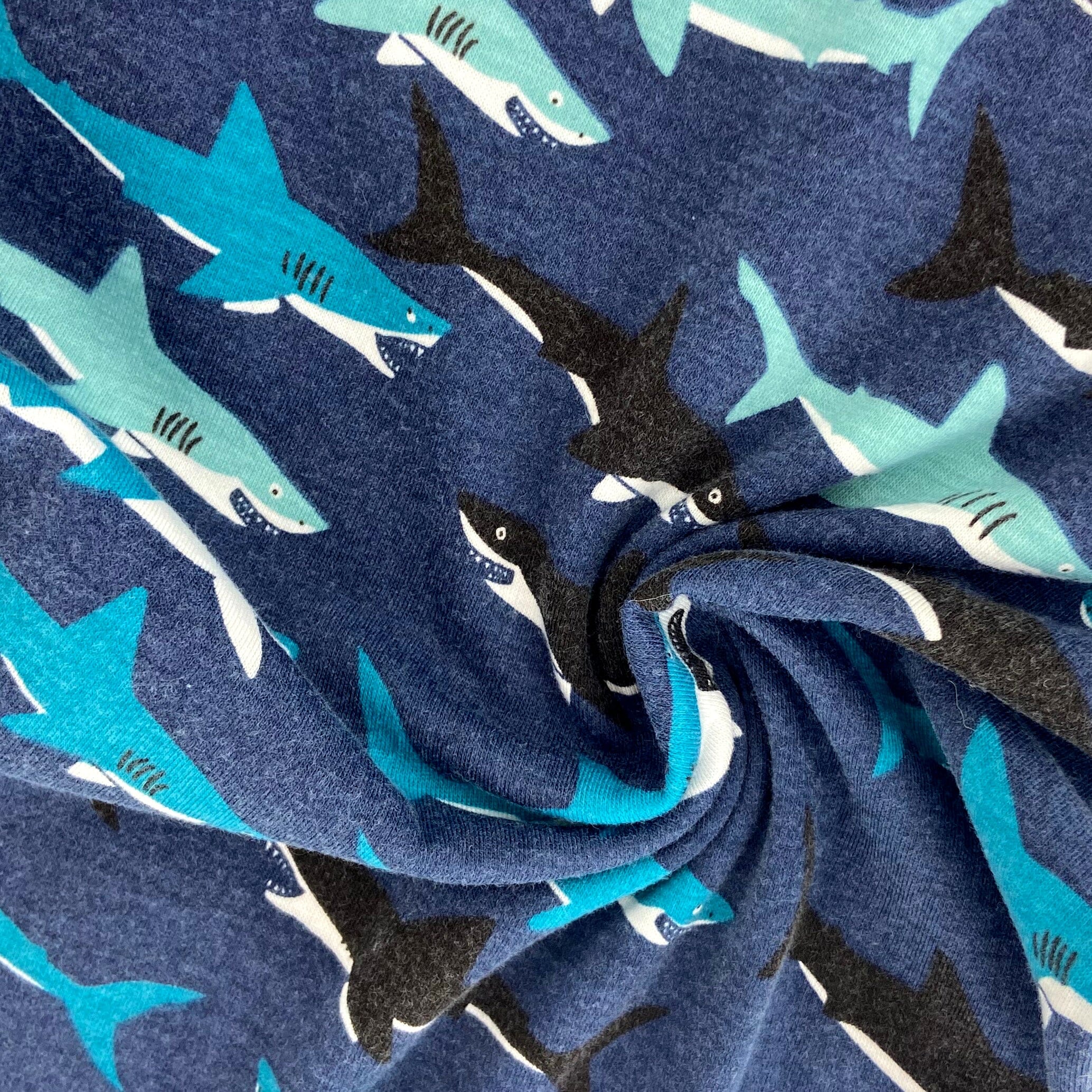 Men's Smiling Cartoon Shark All Over Print Long Cotton Pajama Bottoms