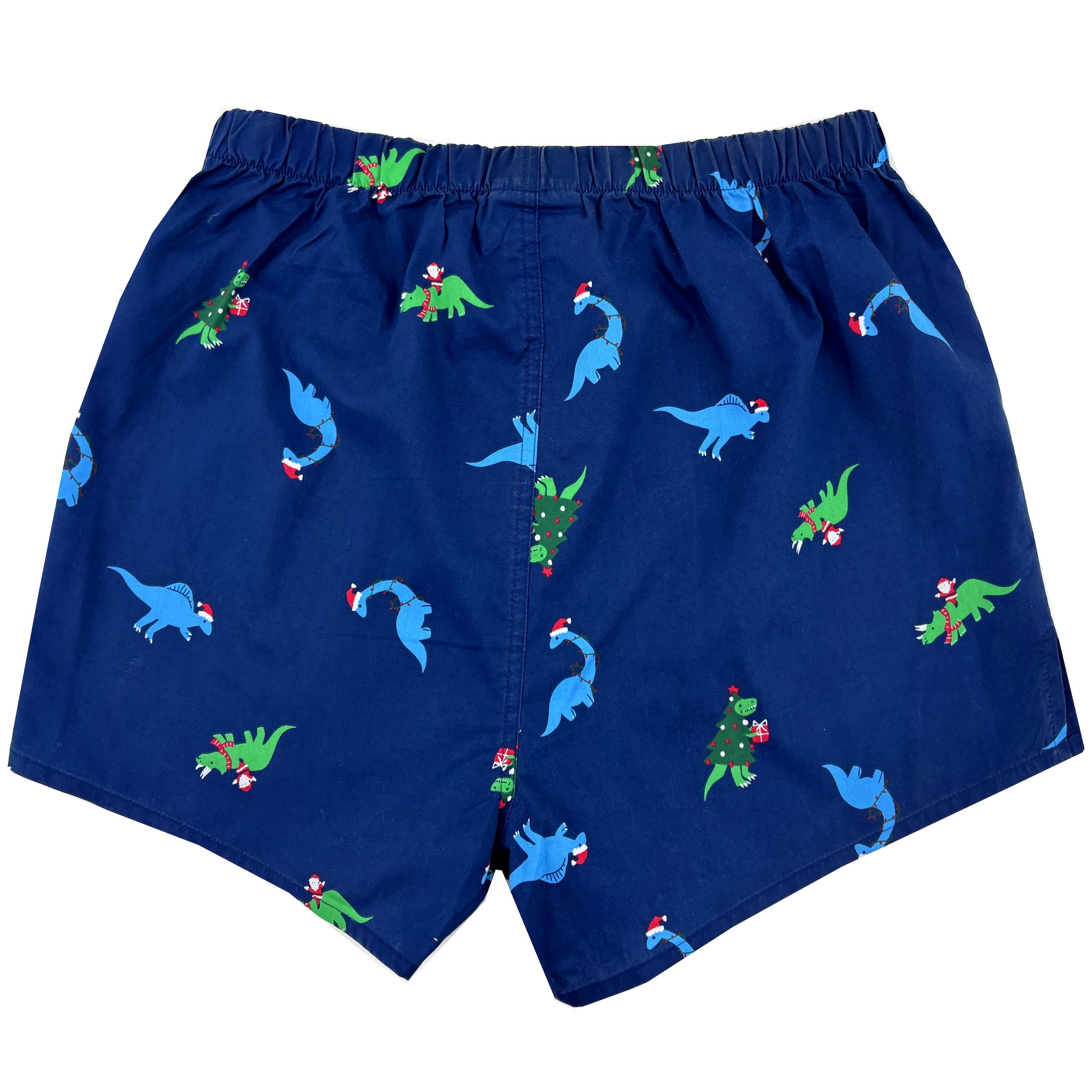 Christmas Themed Santas Riding Dinosaurs All Over Print Boxer Shorts