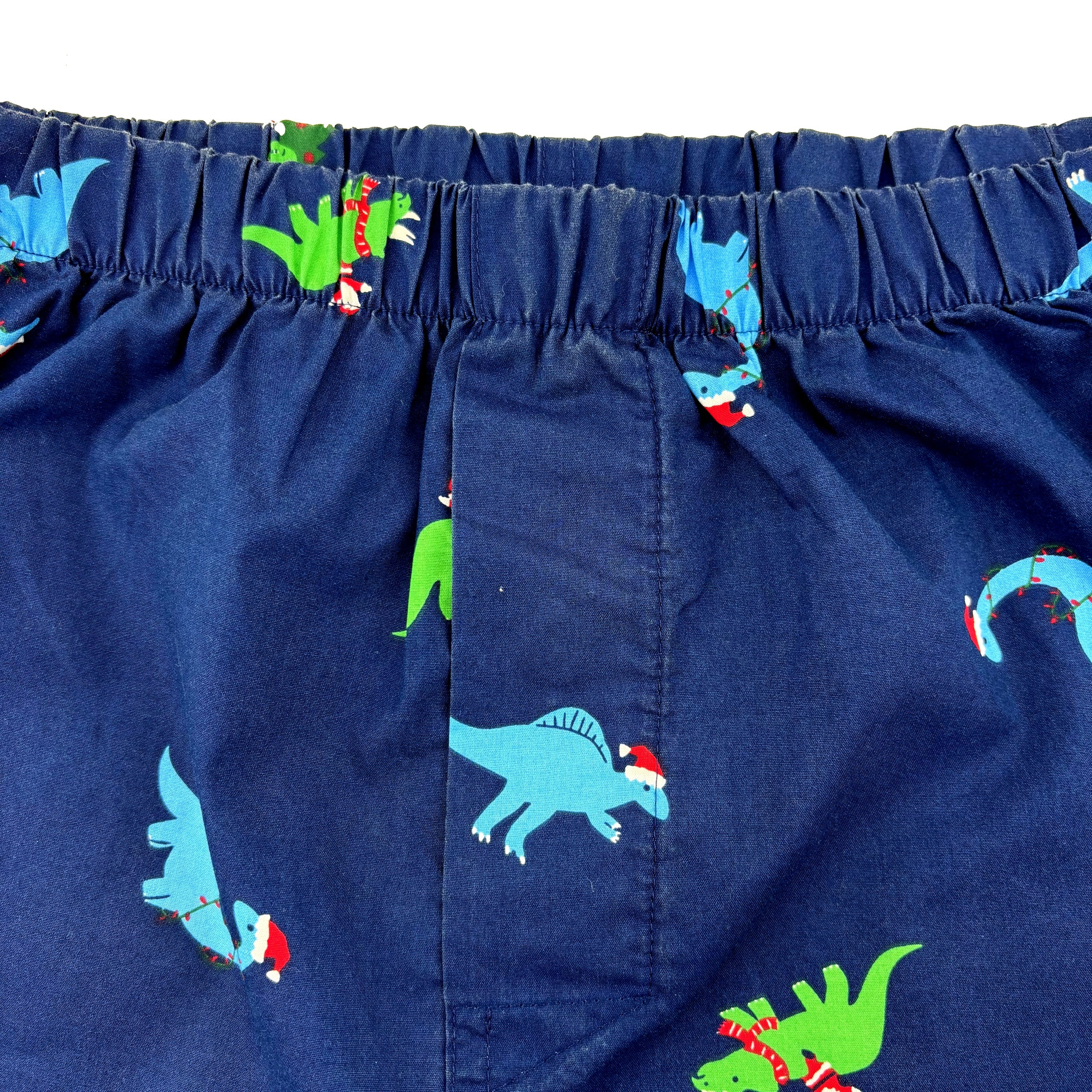 Christmas Themed Santas Riding Dinosaurs All Over Print Boxer Shorts
