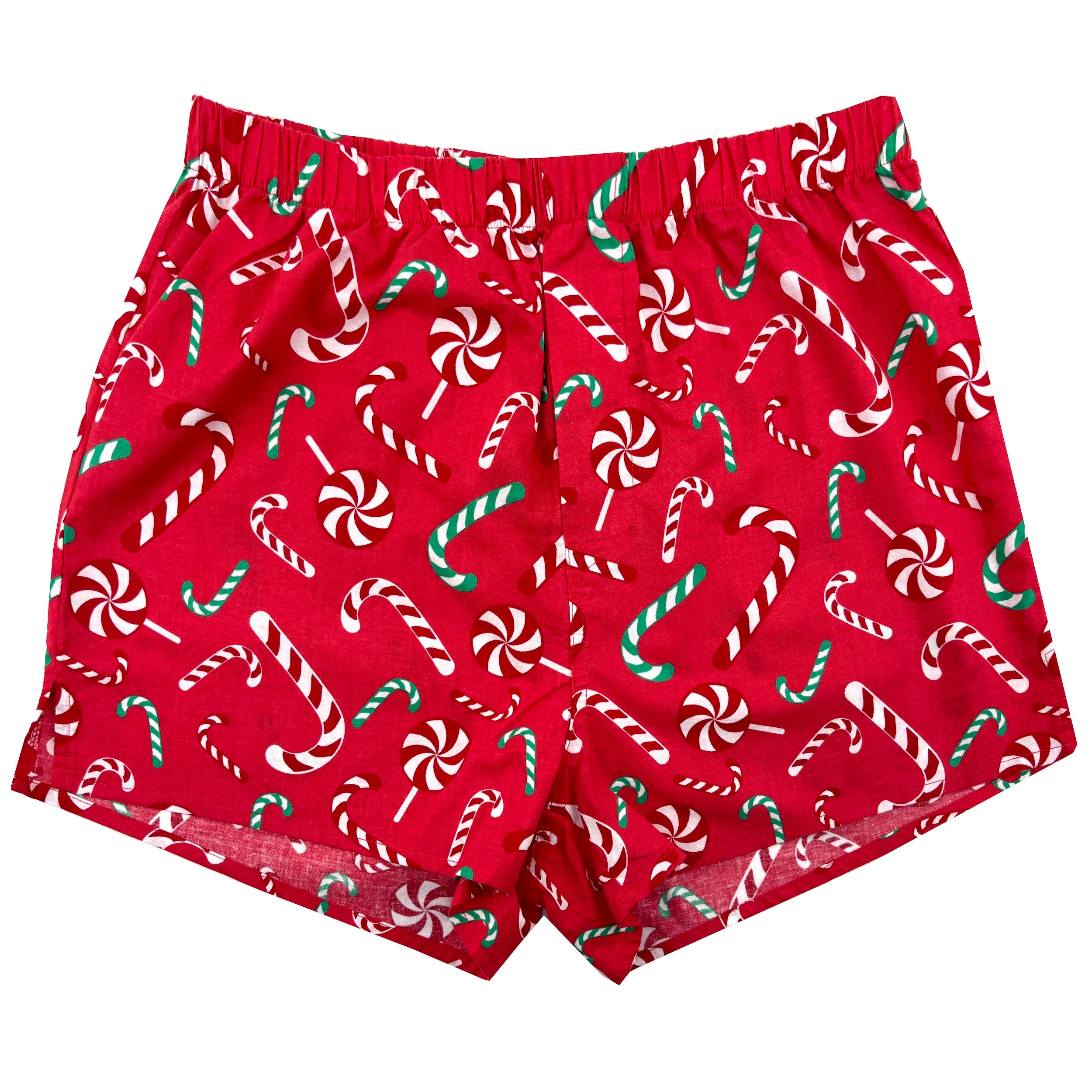Men's Festive Candy Cane & Lollipop Print Cotton Novelty Boxer Shorts