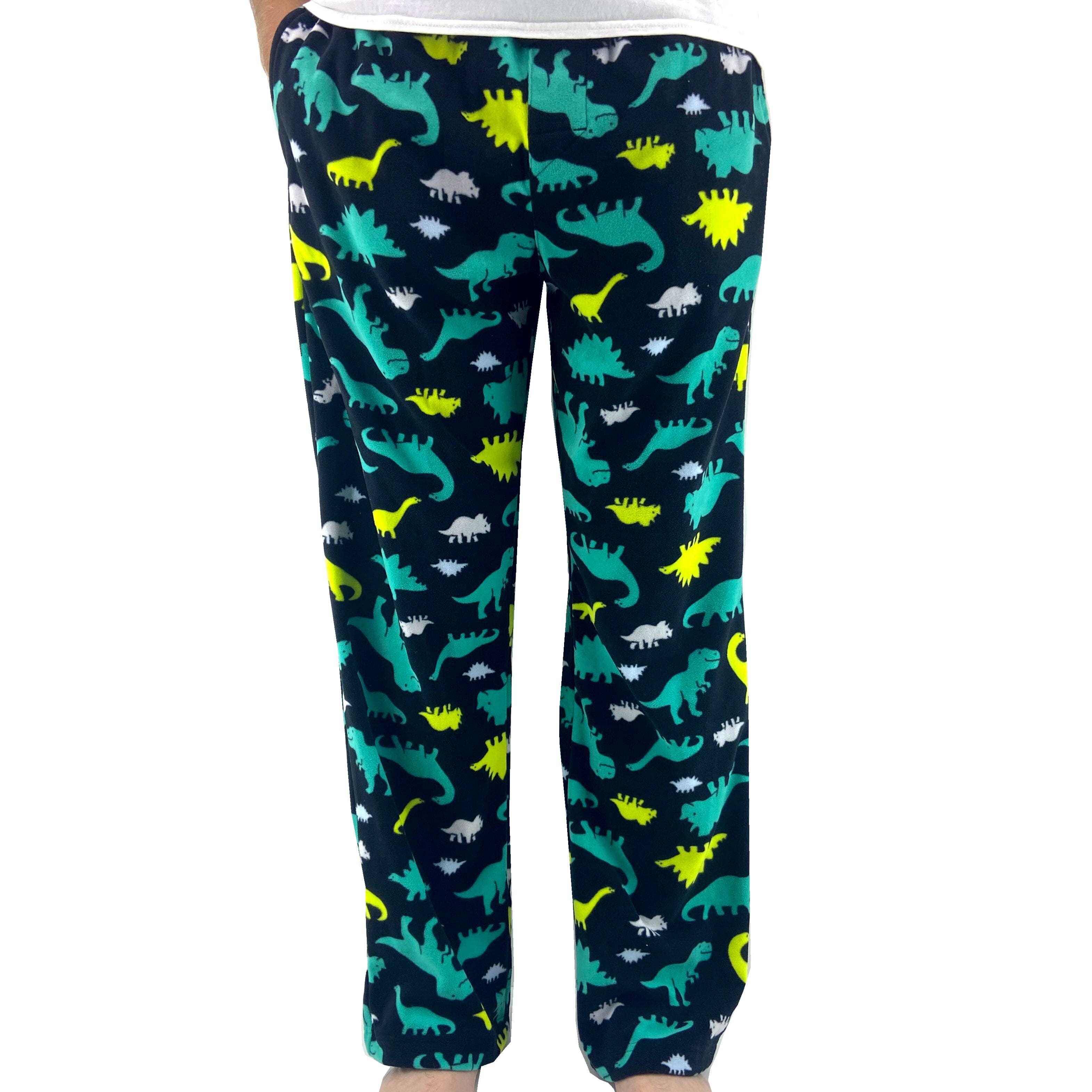 Adult Men's Cartoon Dinosaur All Over Print Fleece Pant PJ Pant Bottoms