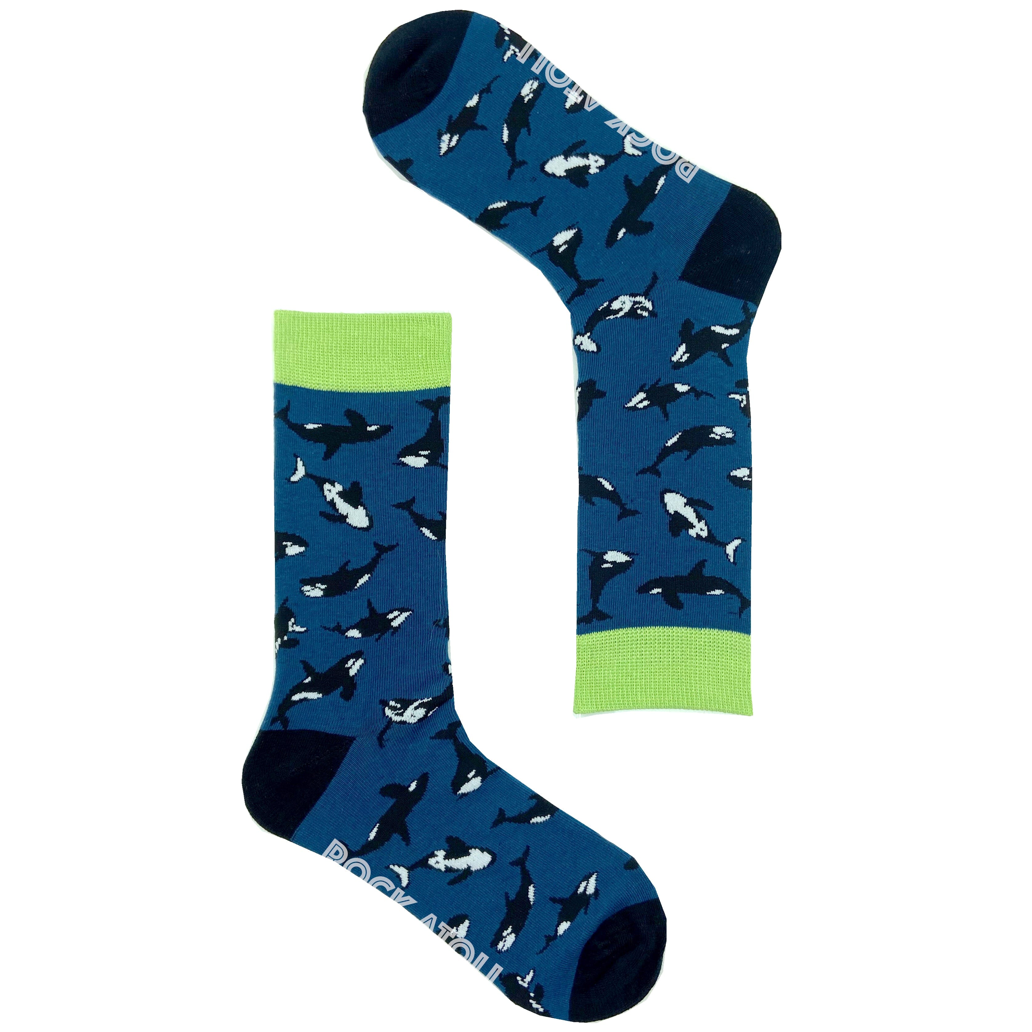 Classic Navy Blue Sea Creatures Themed Killer Whale Ocra Novelty Socks