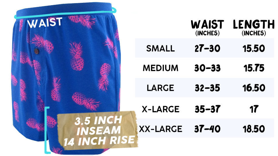 ROCK ATOLL Men's Knit Boxer Pyjama Shorts Size Chart