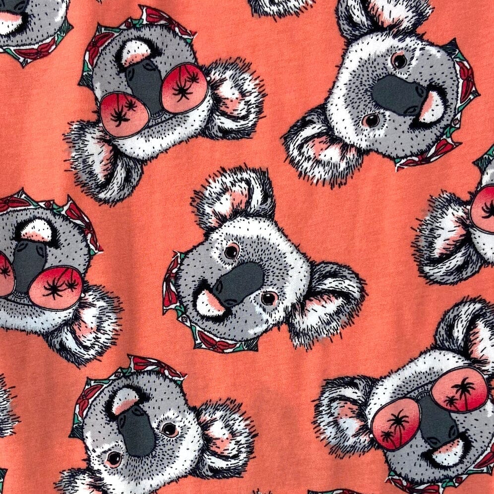 Men's Koala Bear Patterned Cotton Knit Novlety Print Pajama PJ Pants