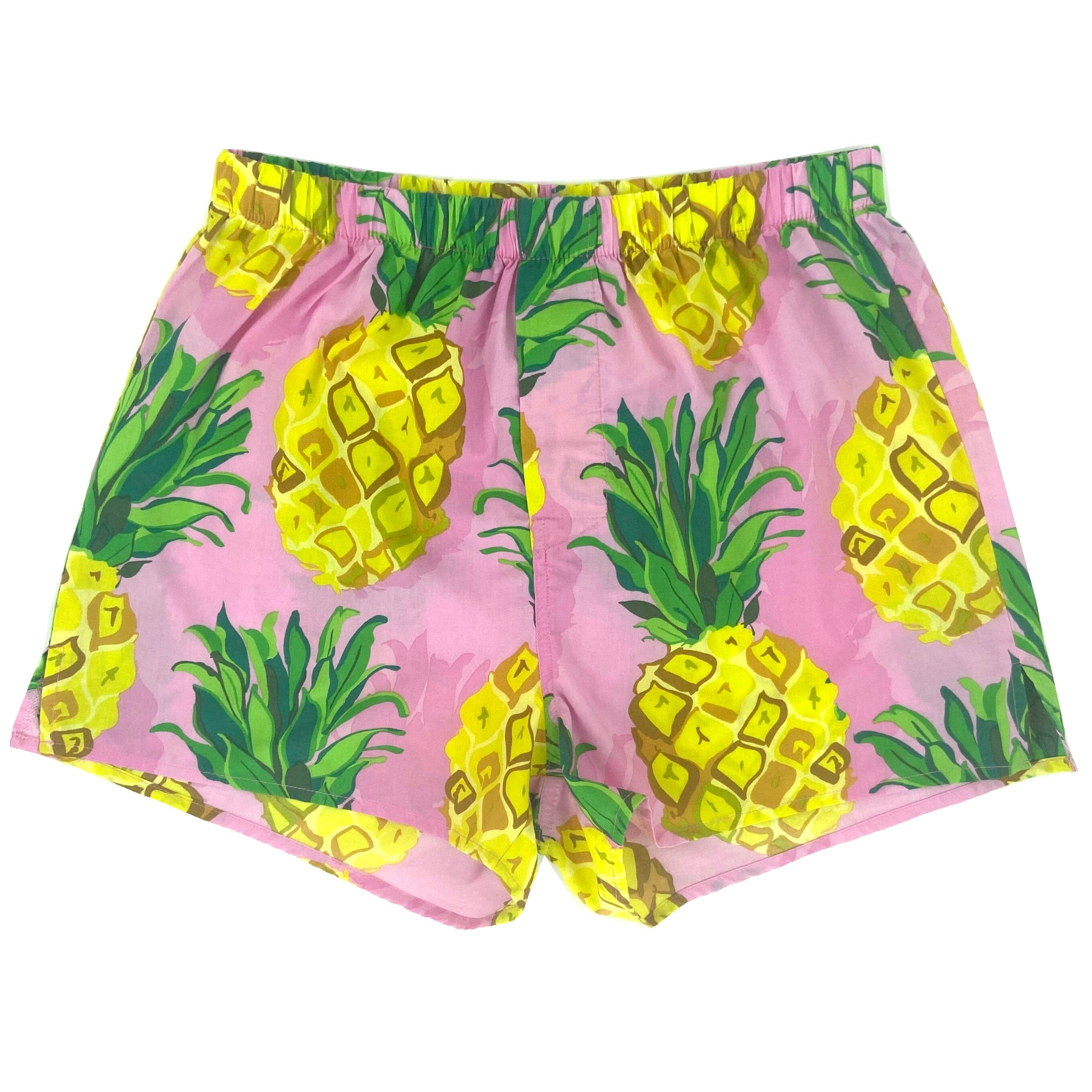 Bright Pink Tropical Fruity Pineapple Patterned Boxer Shorts for Men