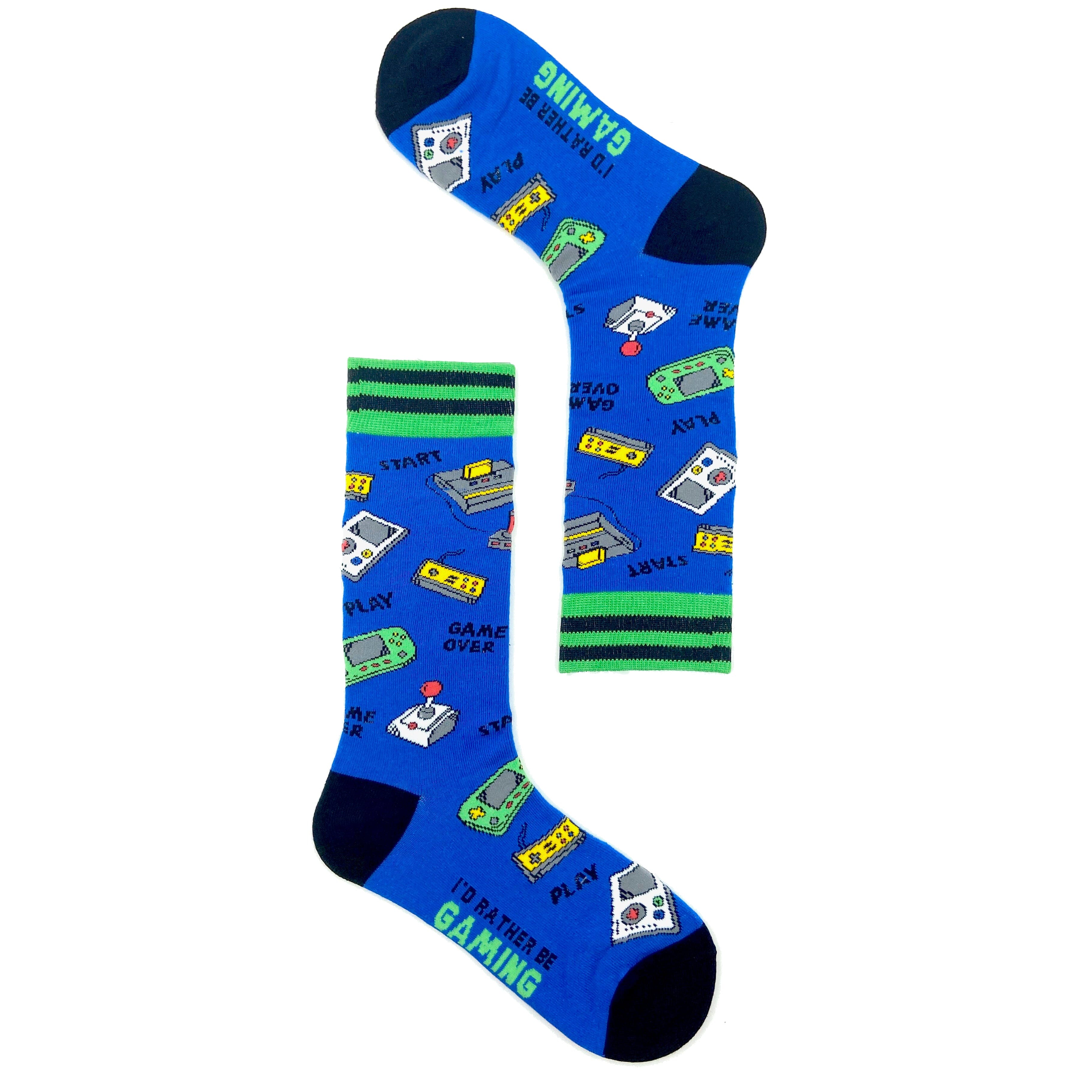 Unisex Gamer Inspired Game Console Patterned Novelty Crew Dress Socks