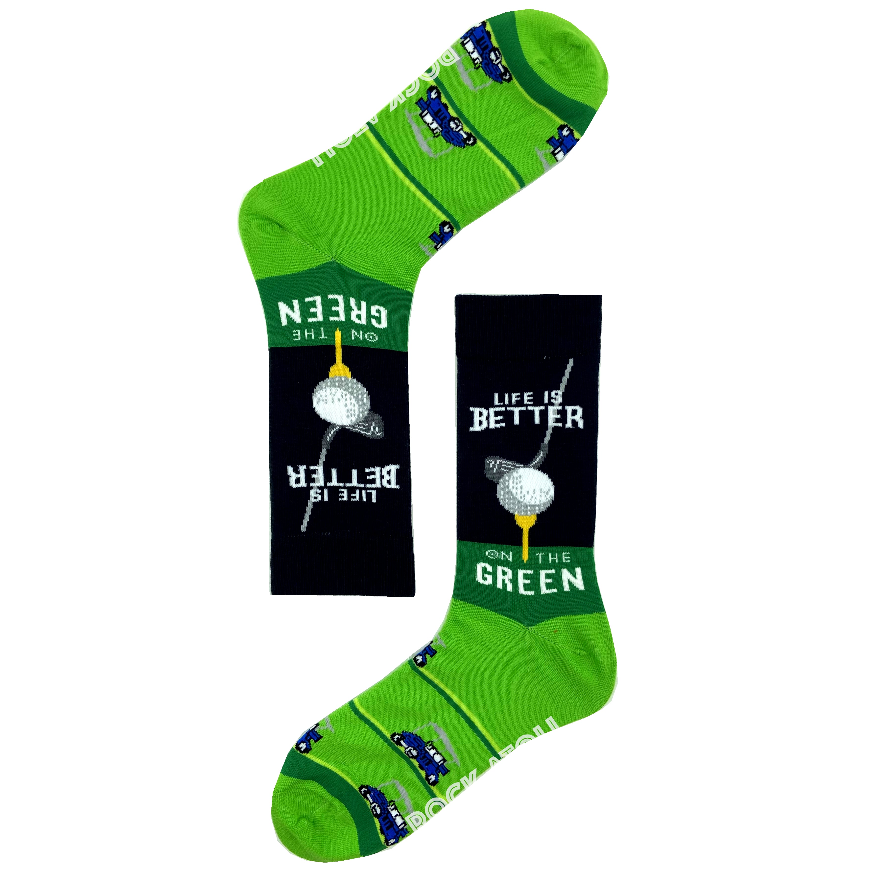 Unisex Golf Tee Golf Carts Patterned Novelty Crew Socks for Golfers